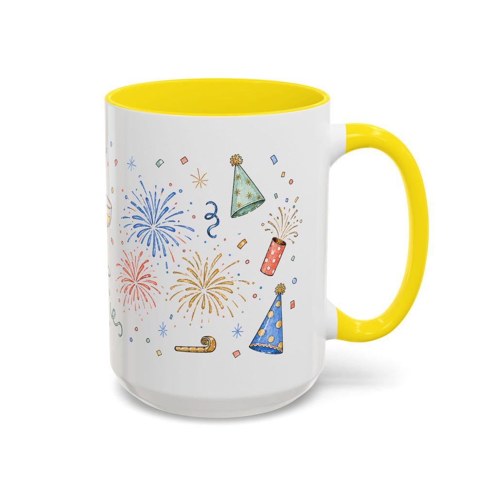 New Year Mug | Midnight Clock Toast Watercolor Celebration Gift | Accent Cup 11oz 15oz