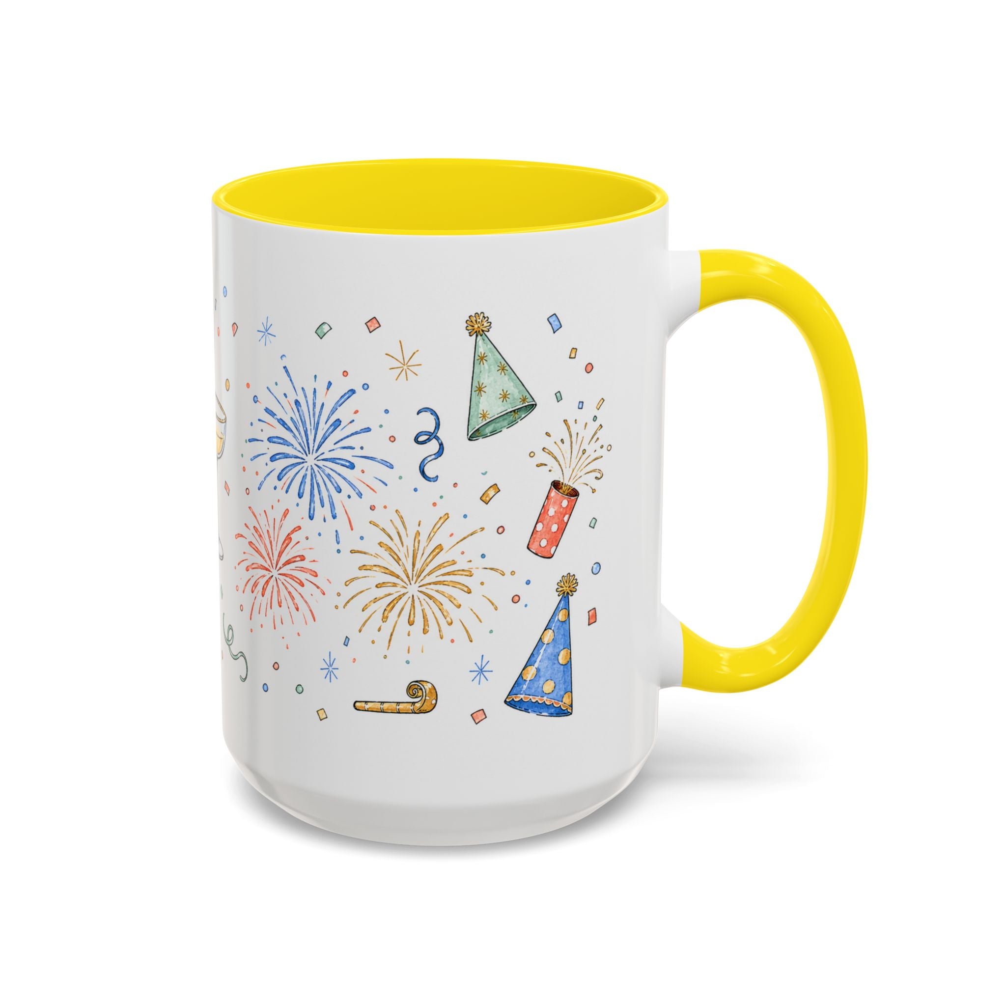 New Year Mug | Midnight Clock Toast Watercolor Celebration Gift | Accent Cup 11oz 15oz