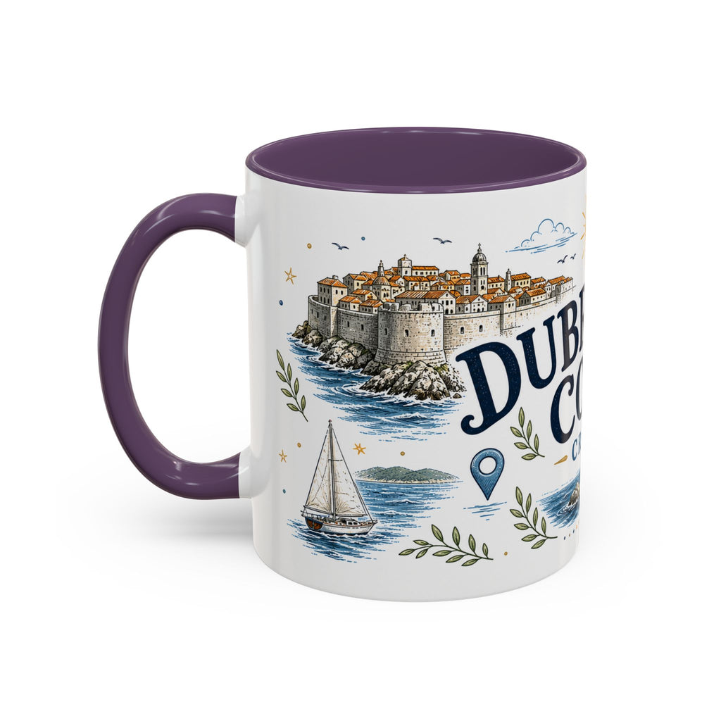 Dubrovnik Coast Coffee Mug | Travel Destination Souvenir Gift | Accent Color Ceramic 11oz 15oz