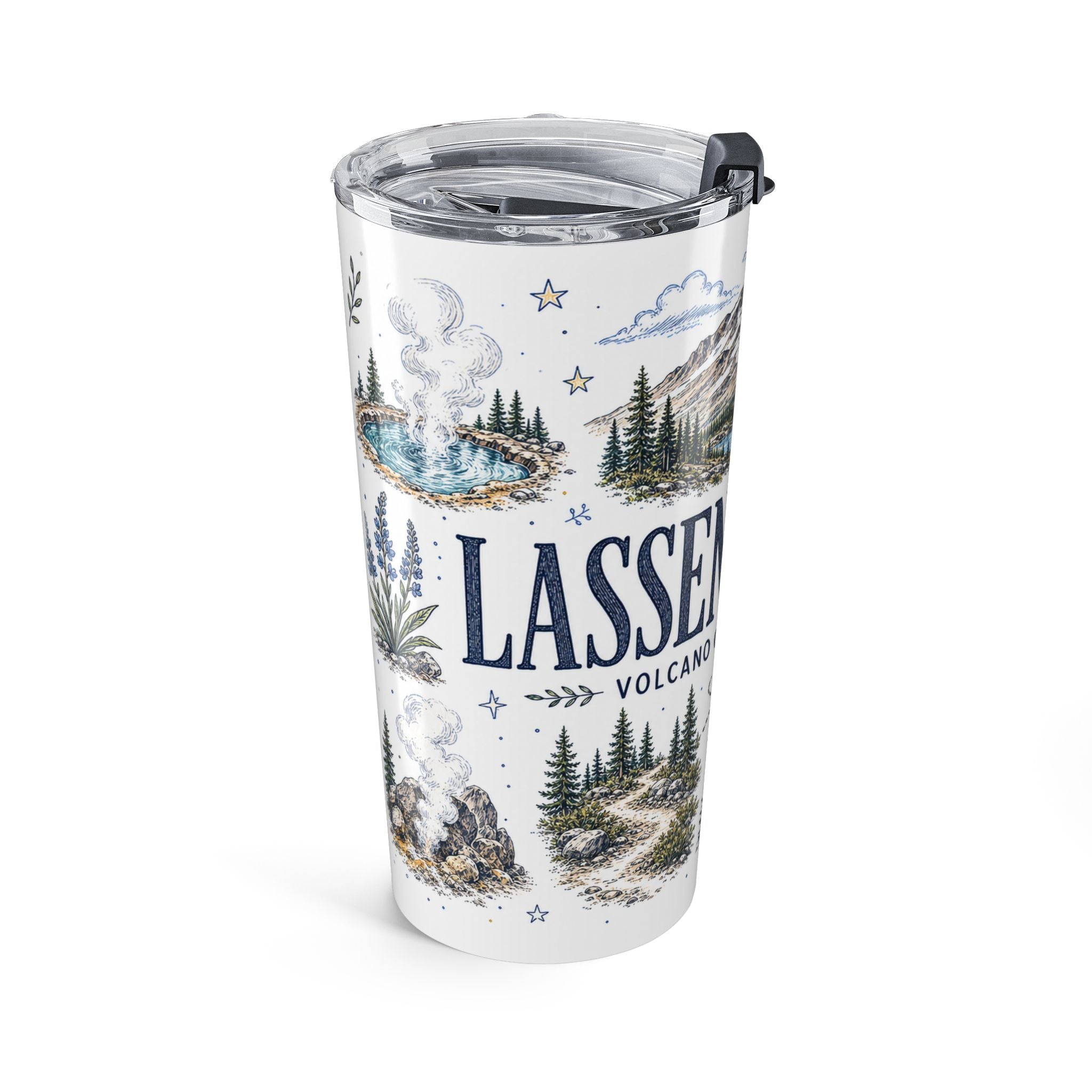 Lassen Volcanic National Park 20oz Tumbler | California Volcano Geothermal Hiking Gift | Insulated Stainless Steel Travel Cup