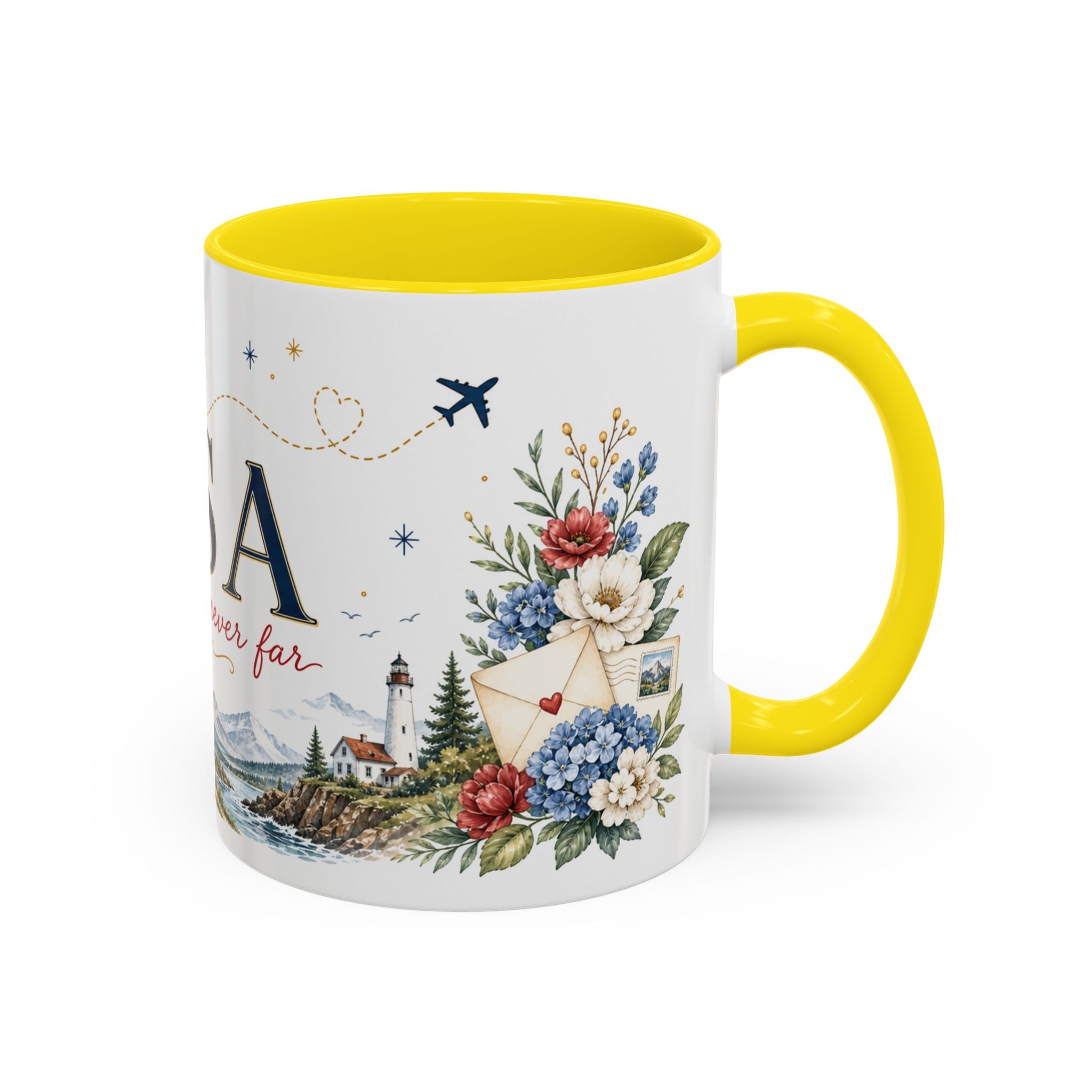 USA Home Country Mug | Moving Away Gift | Long Distance Friendship | 11 oz 15 oz Accent Mug