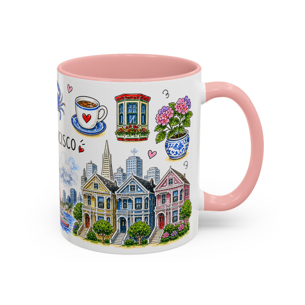 San Francisco Illustrated Travel Mug | City Souvenir Accent Coffee Mug | 11oz 15oz Ceramic Cup