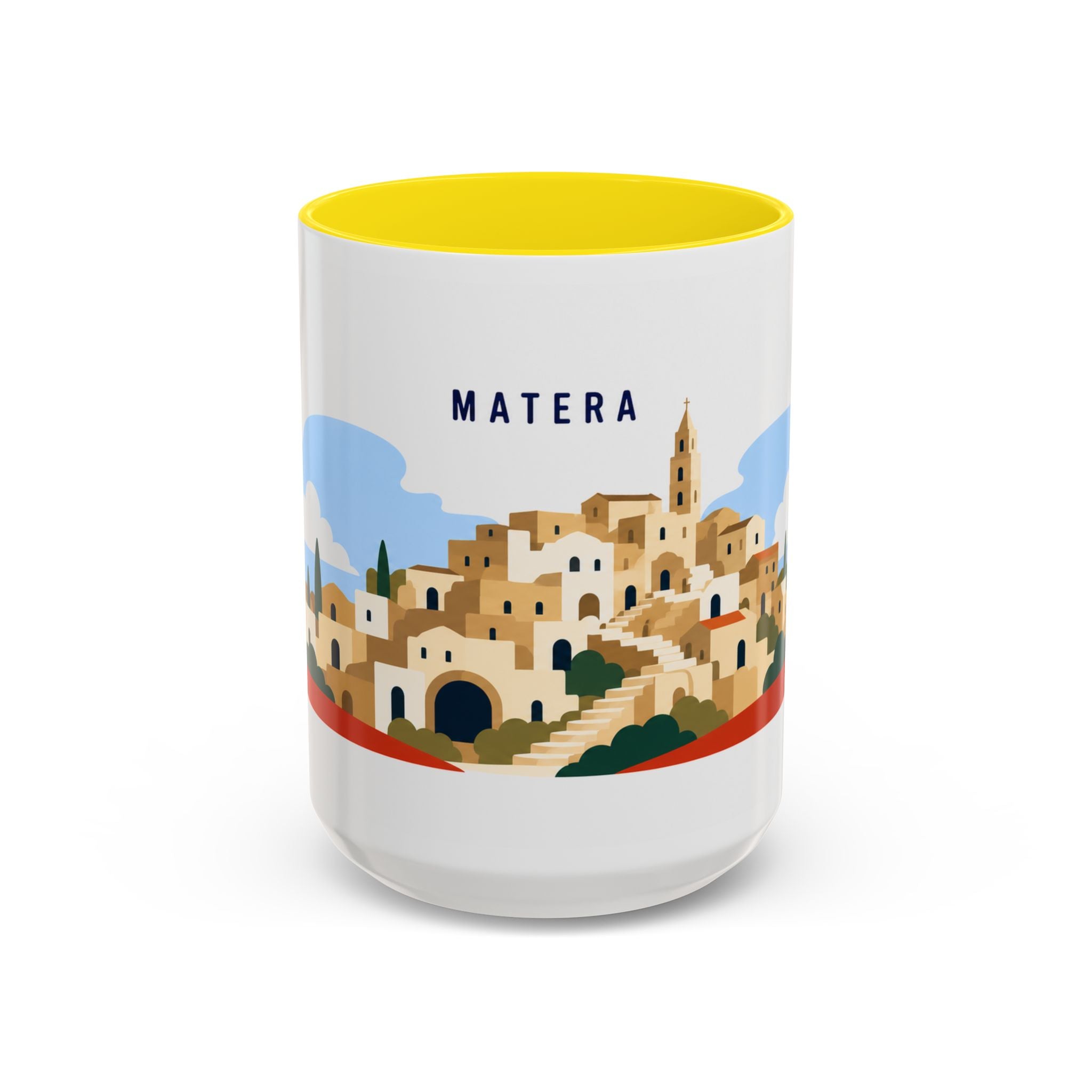Matera Coffee Mug | Travel Destination Souvenir Gift | Accent Color Ceramic 11oz 15oz