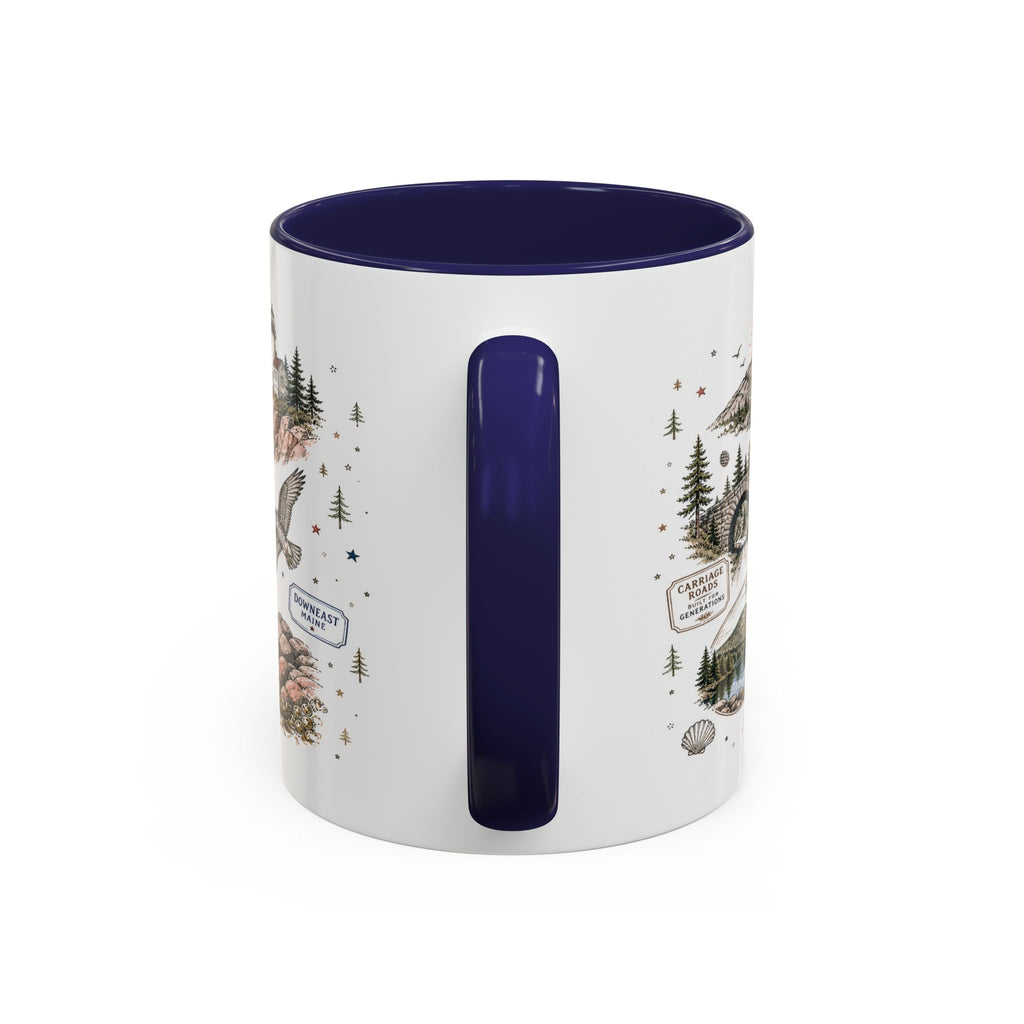 Acadia Coffee Mug | National Park Hiking Coastal Gift | Accent Color Ceramic 11oz 15oz