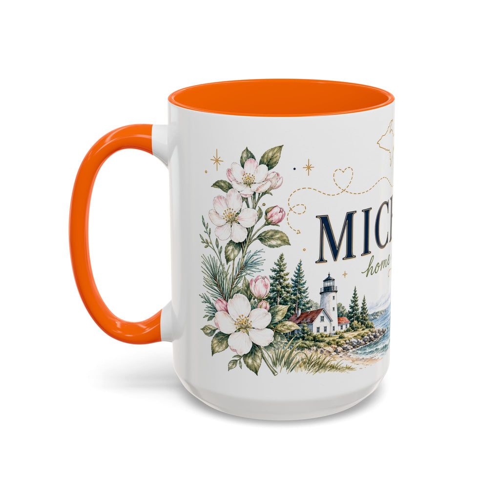 Michigan State Map Mug | Botanical Accents, Lakes Art | Homesick Gift
