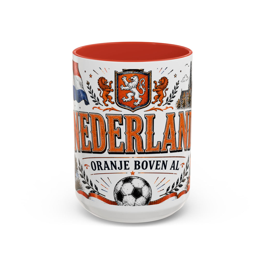 Netherlands Soccer Coffee Mug | World Cup Fan Gift | Accent Color Ceramic 11oz 15oz Match Day Cup