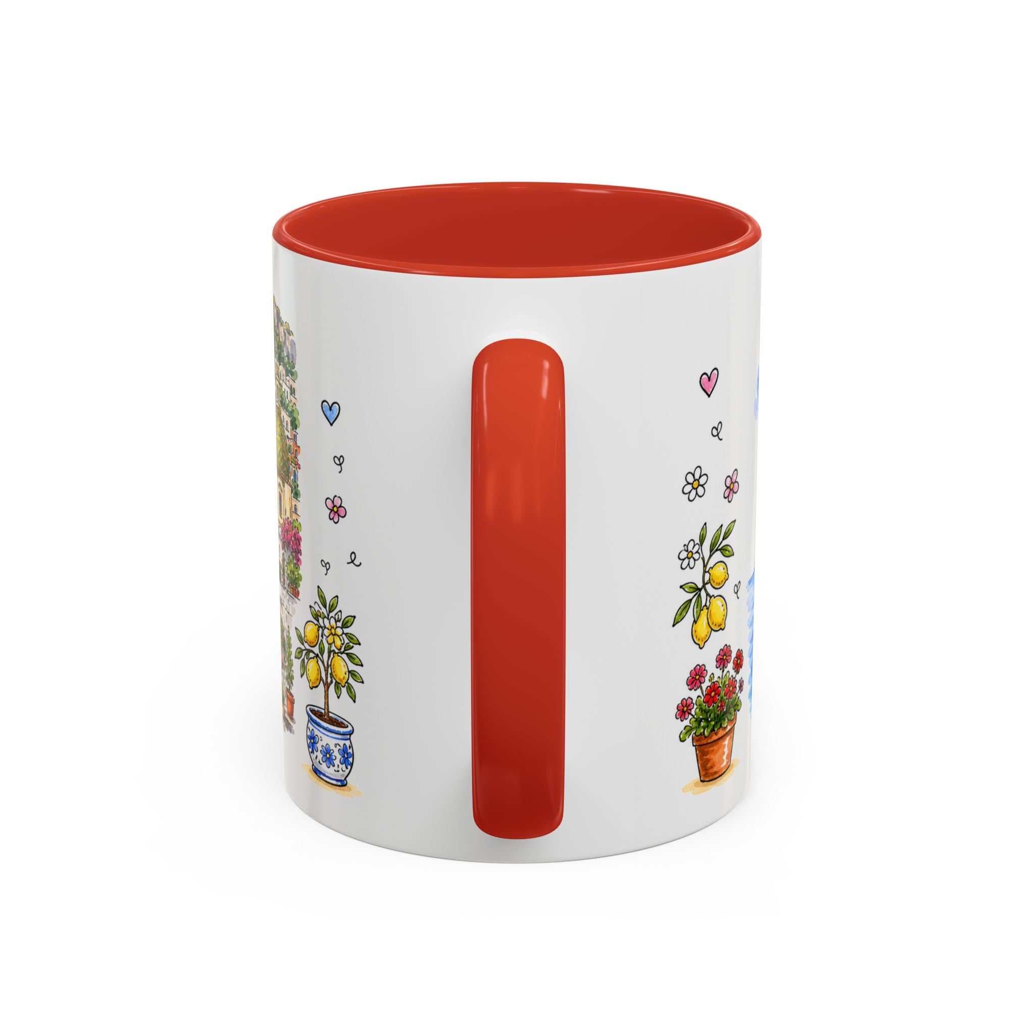 Positano Illustrated Travel Mug | Italy Souvenir Accent Coffee Mug | 11oz 15oz Ceramic Cup