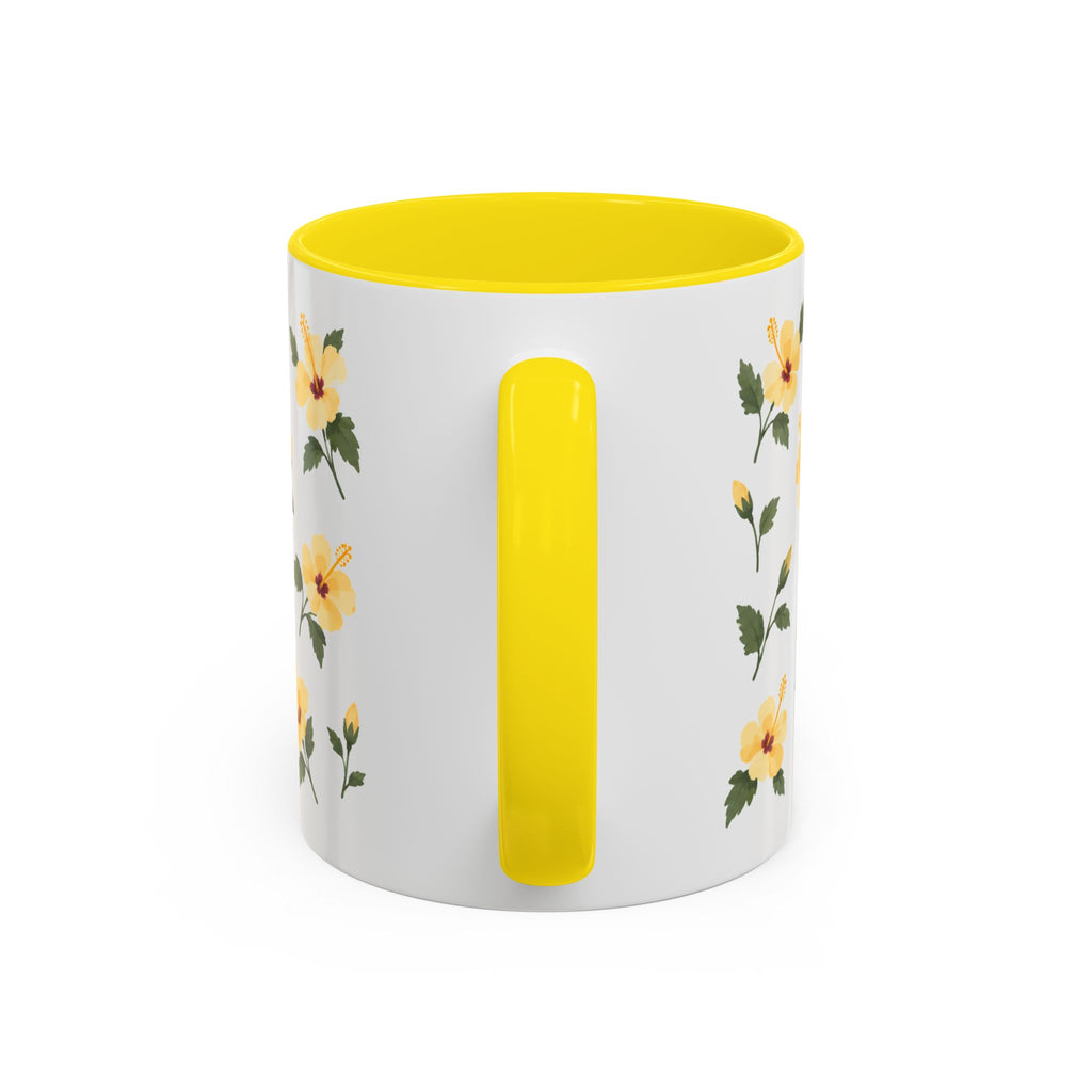 Hawaii Yellow hibiscus Mug, State Flower Floral Coffee Cup, 11oz Botanical Gift