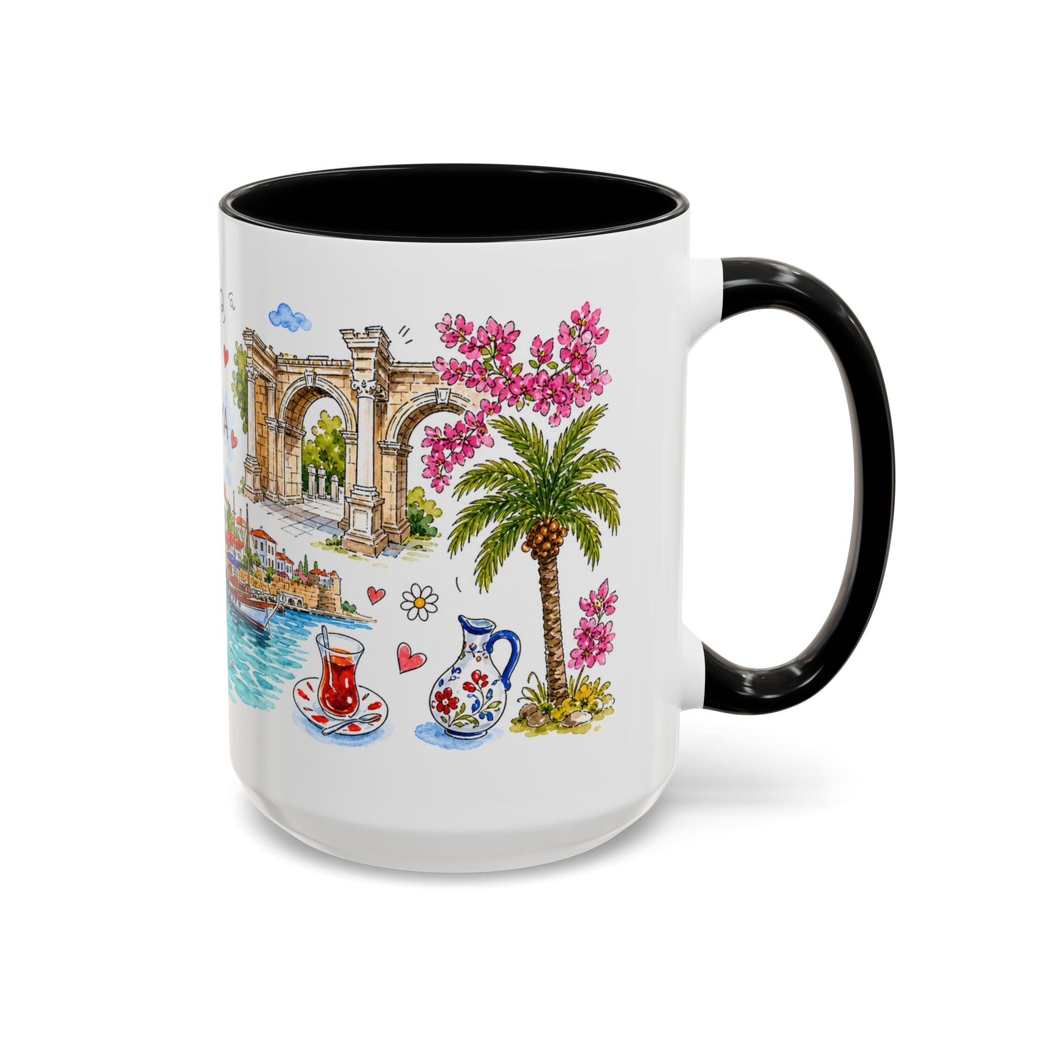 Antalya Travel Mug | European City Souvenir Accent Coffee Mug | 11oz 15oz Ceramic Cup