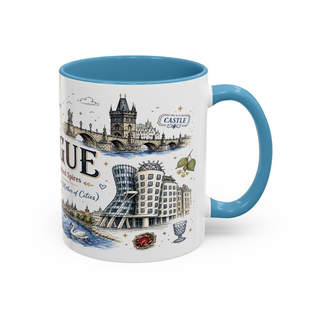 Prague Coffee Mug | Czech Republic Souvenir Travel Gift | Accent Color Ceramic 11oz 15oz