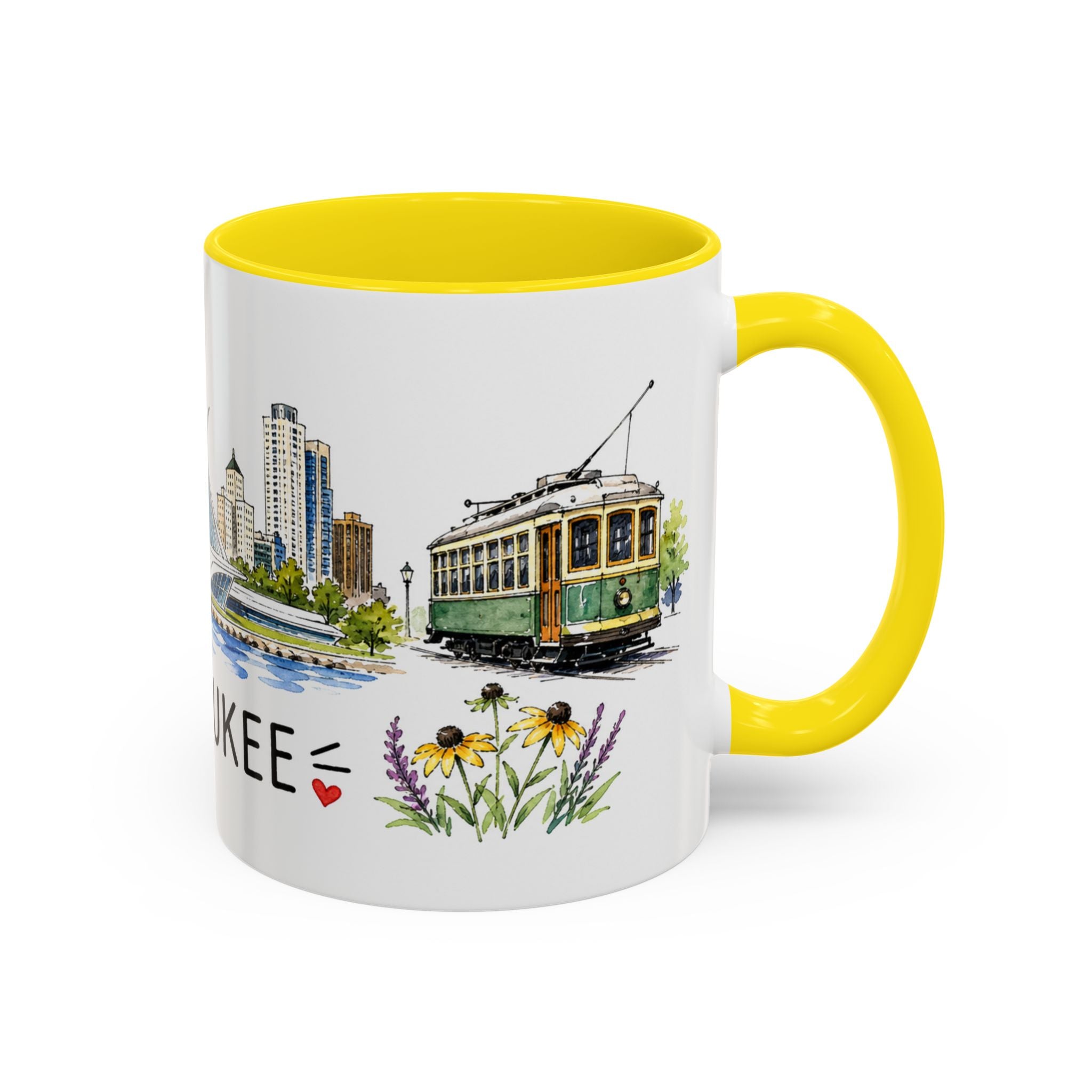 Milwaukee Illustrated Travel Mug | City Souvenir Accent Coffee Mug | 11oz 15oz Ceramic Cup