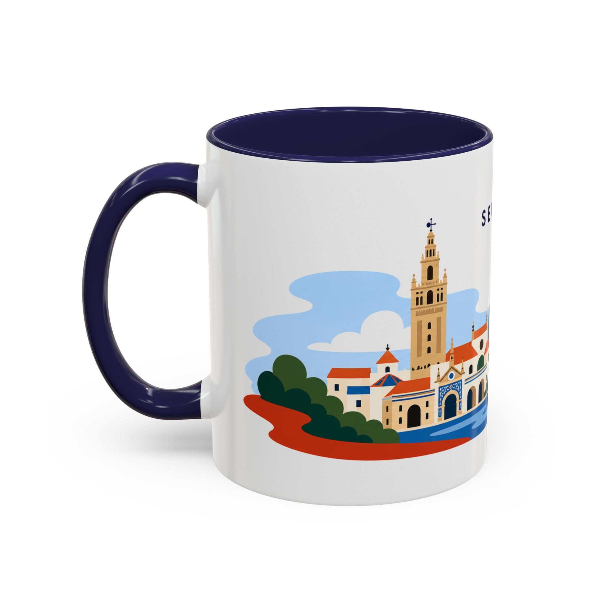 Seville Coffee Mug | Travel Destination Souvenir Gift | Accent Color Ceramic 11oz 15oz
