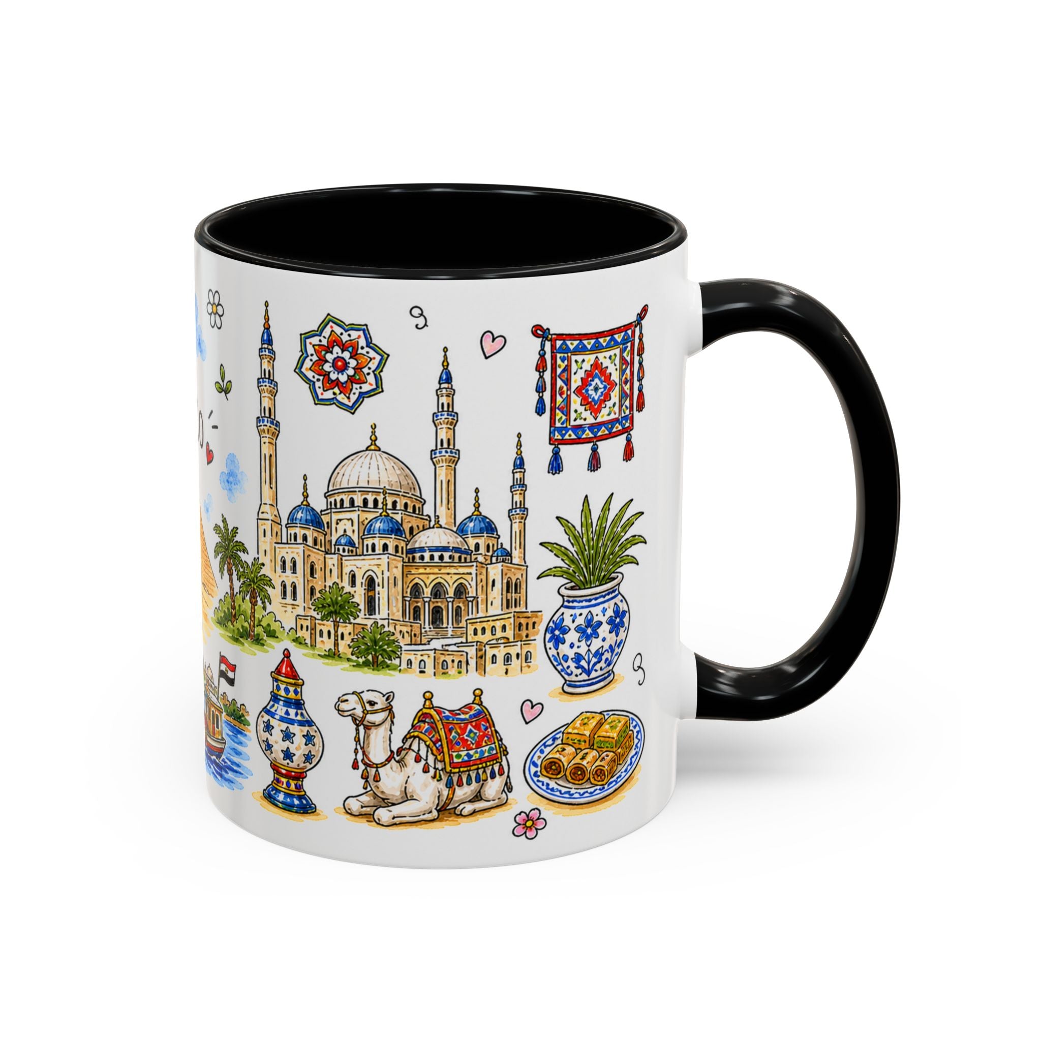 Cairo Illustrated Travel Mug | City Souvenir Accent Coffee Mug | 11oz 15oz Ceramic Cup