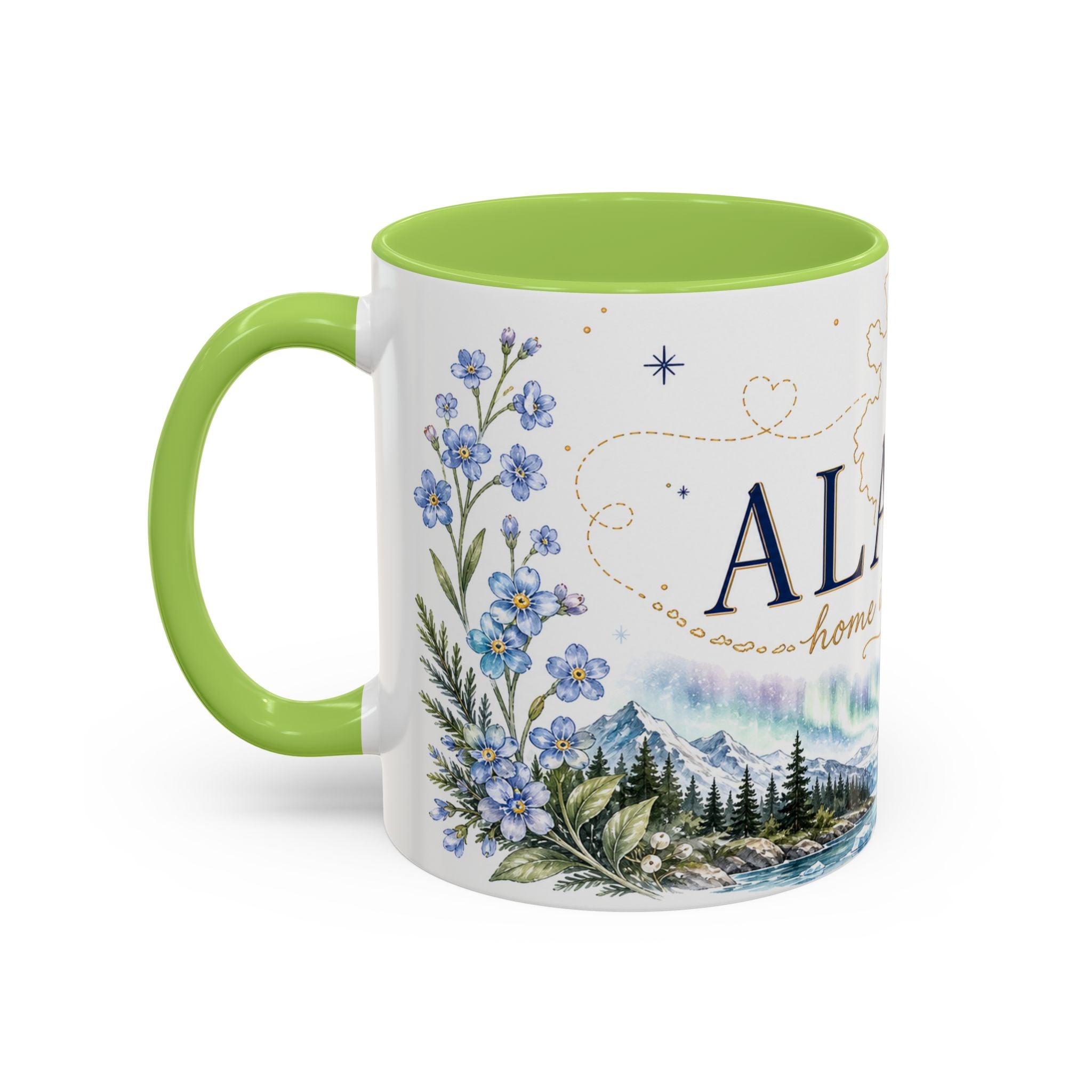 Alaska State Map Mug | Northern Lights, Mountains, Glaciers | Moving Away Gift