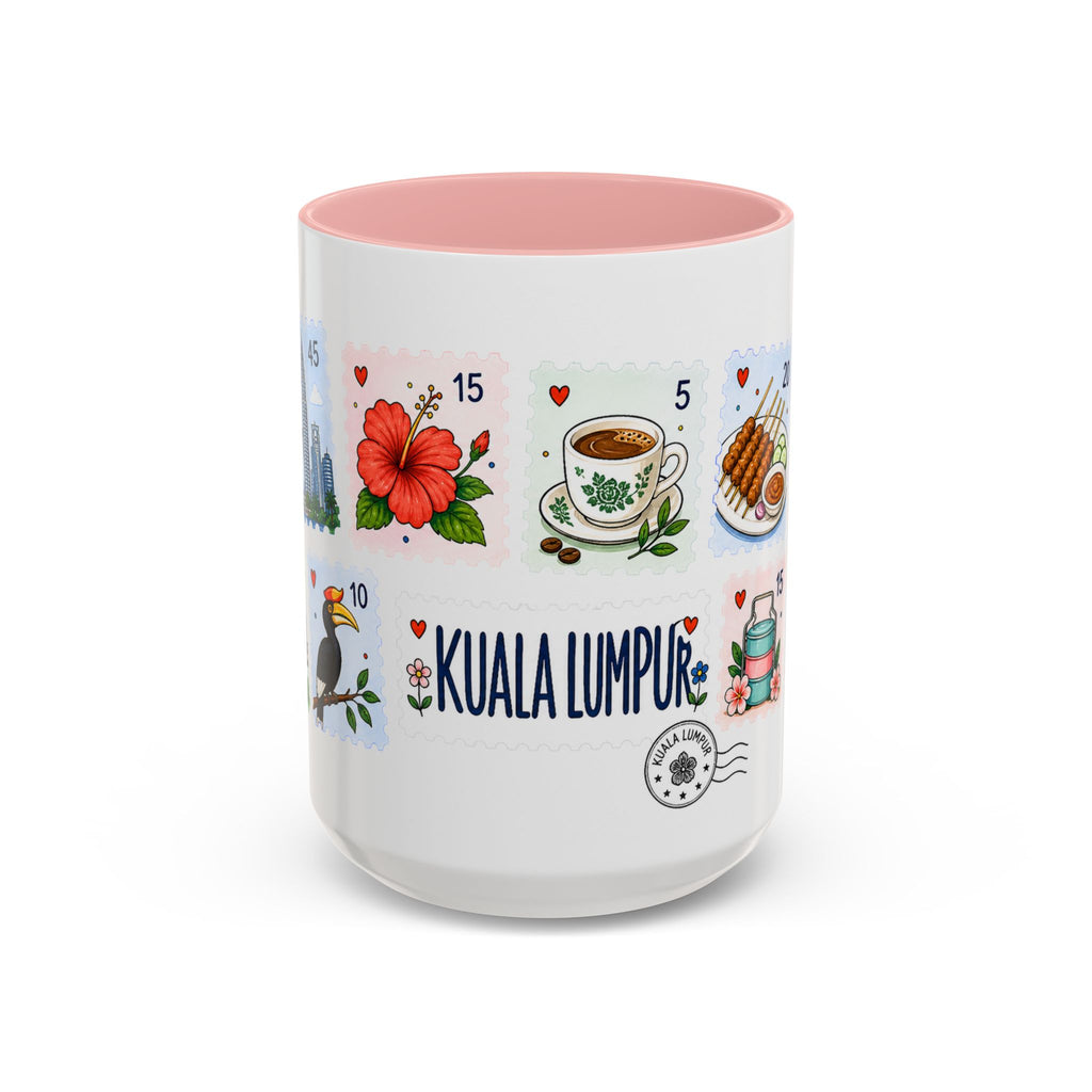 Kuala Lumpur Coffee Mug | Postage Stamp Collage Mug | Travel Souvenir Accent Cup 11oz 15oz