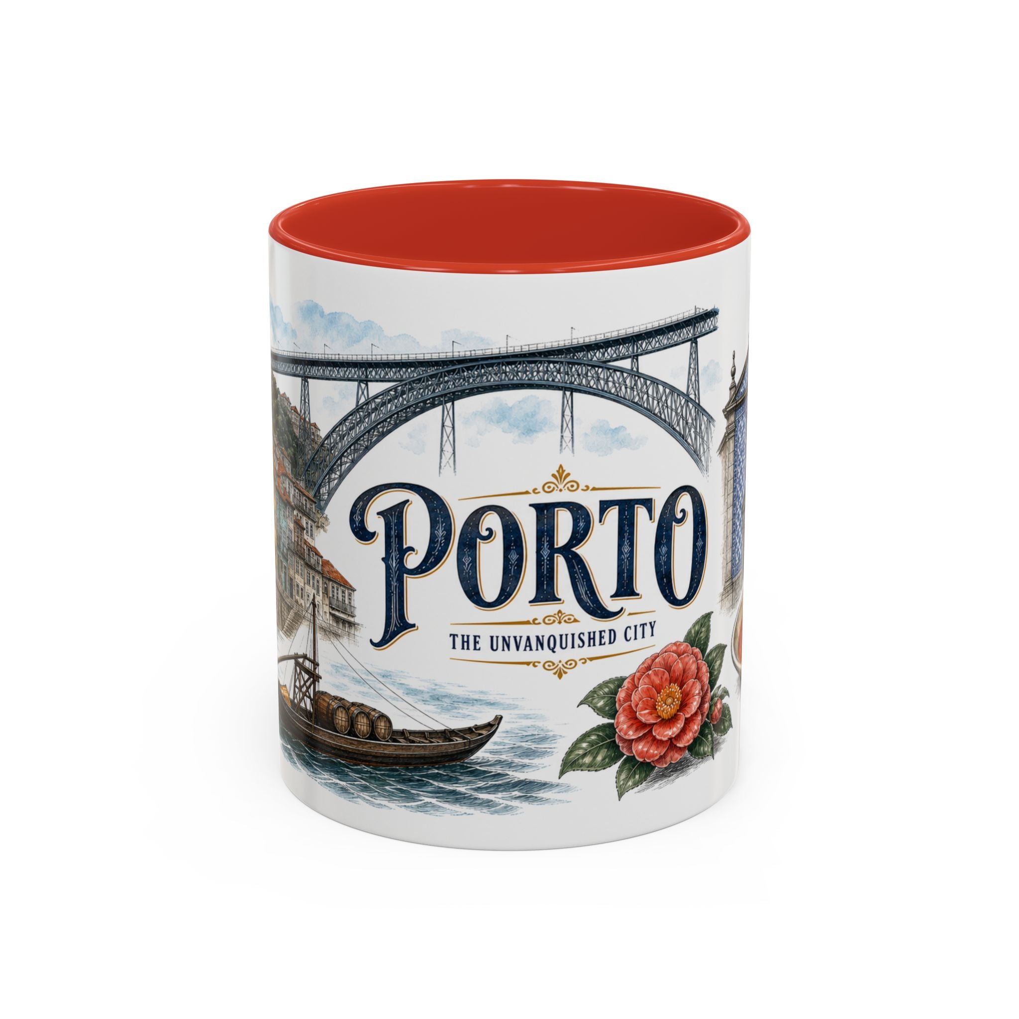 Porto Coffee Mug | Portugal Travel Souvenir | Vintage Illustrated City Gift | 11 oz 15 oz Accent Mug