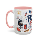 Freedom Fest Coffee Mug | Grill Chill Fireworks 4th of July | Accent Color Ceramic 11oz 15oz