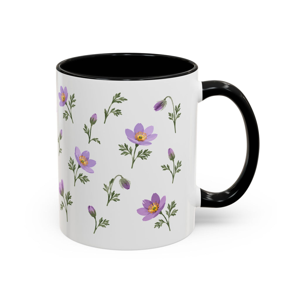 South Dakota Pasque Flower Mug, State Flower Floral Coffee Cup, 11oz Botanical Gift