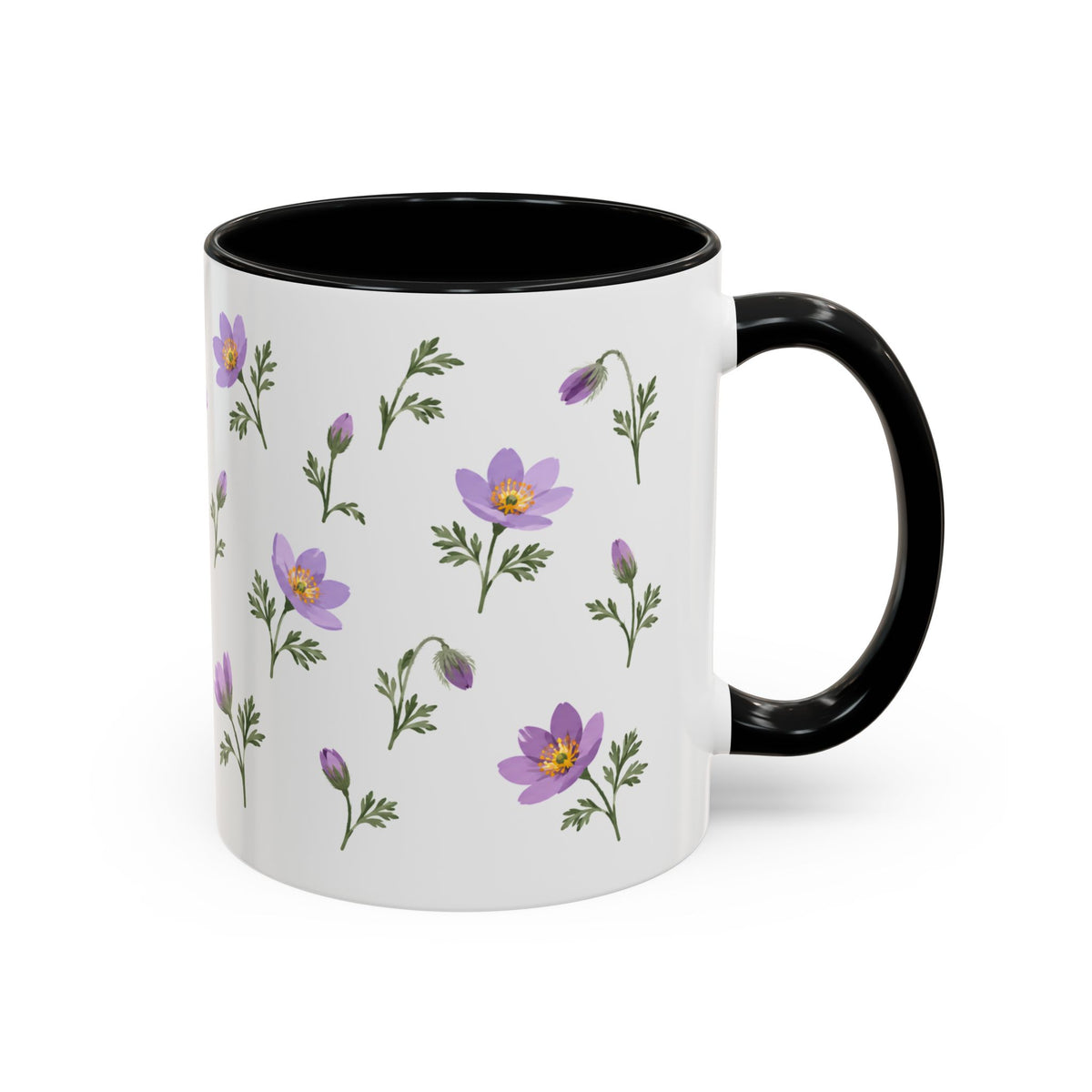 South Dakota Pasque Flower Mug, State Flower Floral Coffee Cup, 11oz Botanical Gift