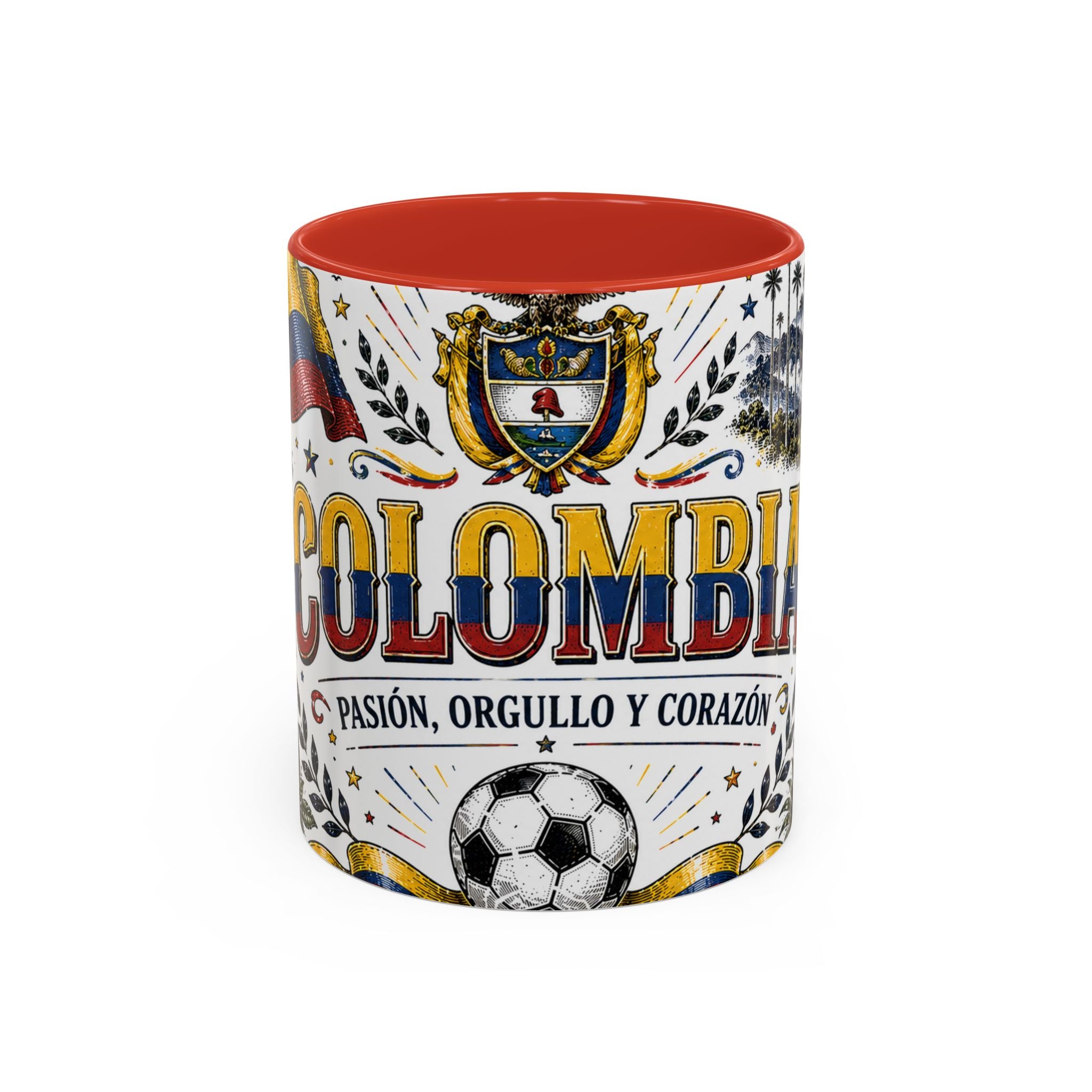 Colombia Soccer Coffee Mug | World Cup Fan Gift | Accent Color Ceramic 11oz 15oz Match Day Cup