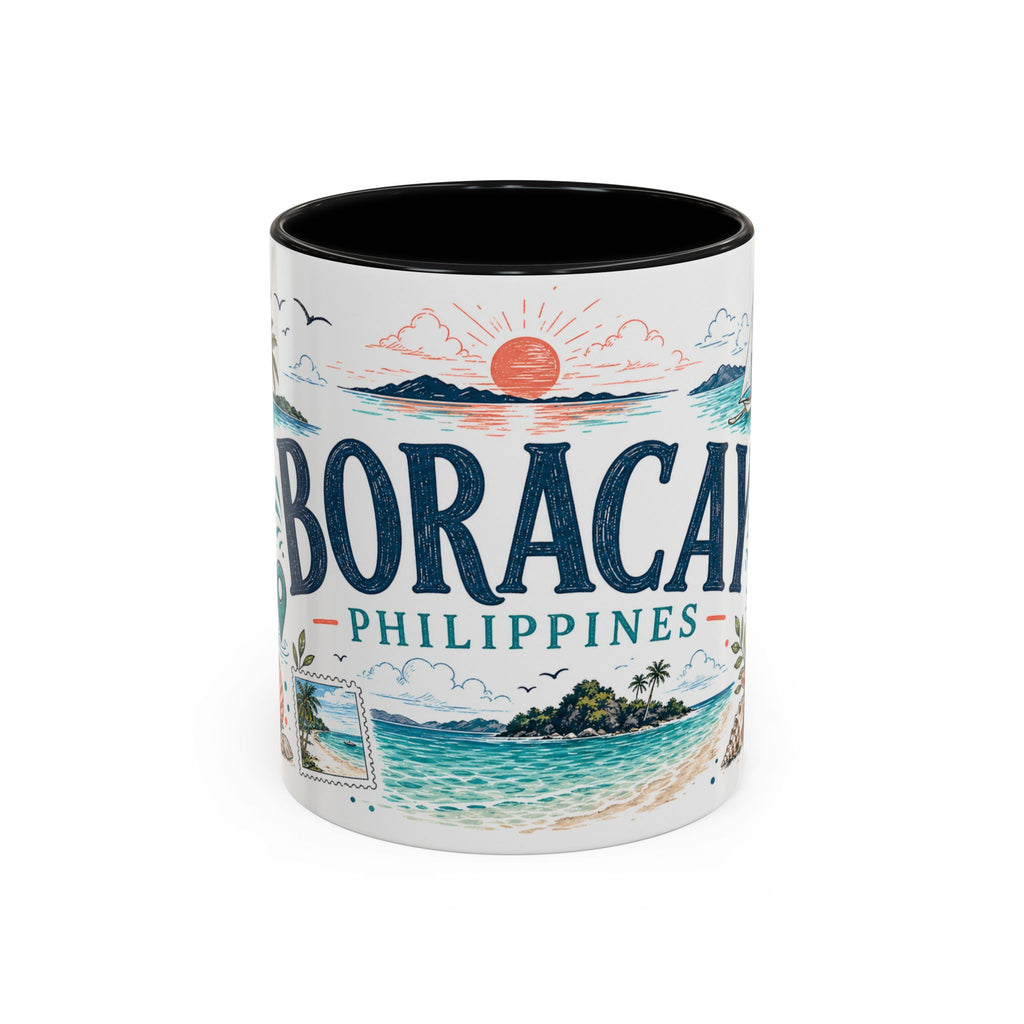 Boracay Coffee Mug | Travel Destination Souvenir Gift | Accent Color Ceramic 11oz 15oz