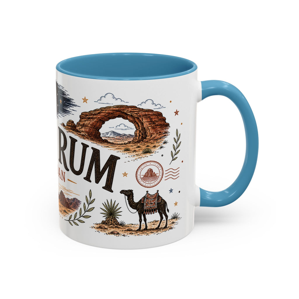 Wadi Rum Coffee Mug | Travel Destination Souvenir Gift | Accent Color Ceramic 11oz 15oz
