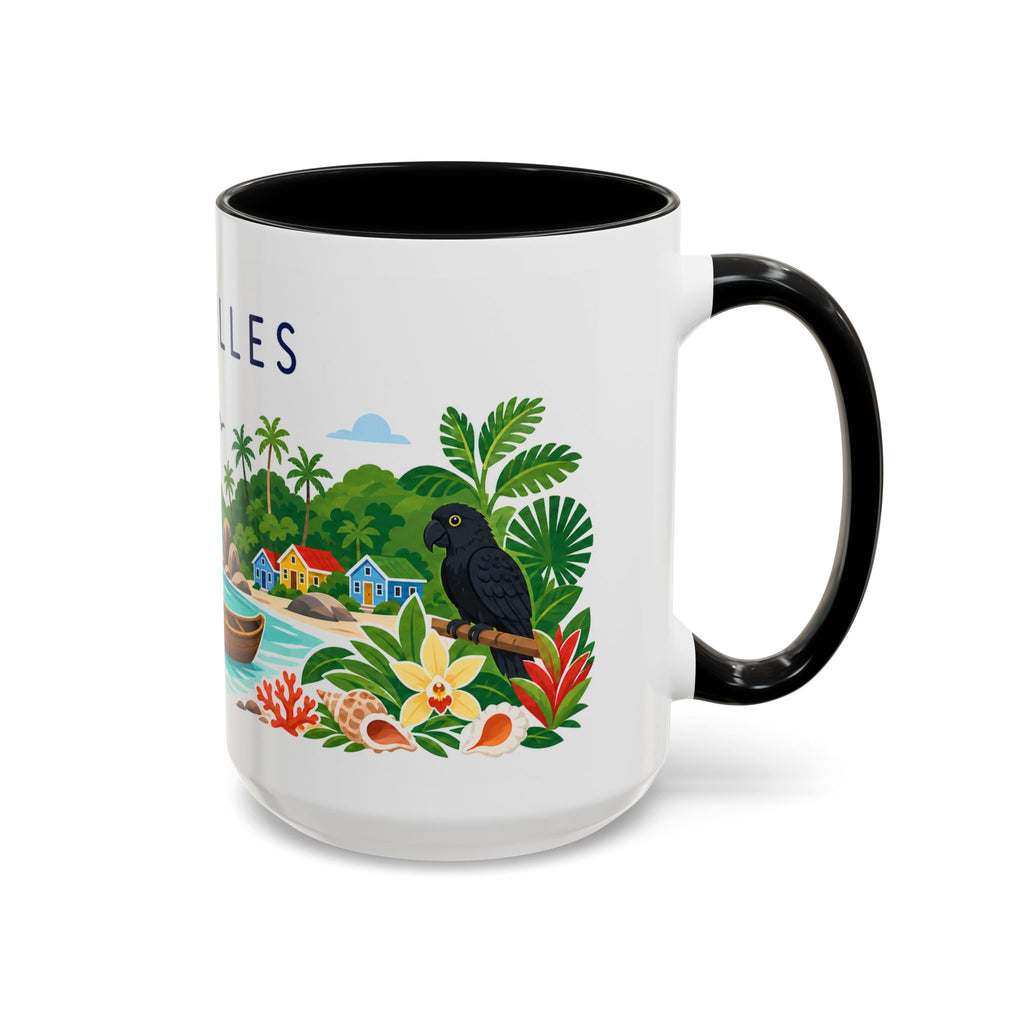 Seychelles Coffee Mug | Travel Destination Souvenir Gift | Accent Color Ceramic 11oz 15oz