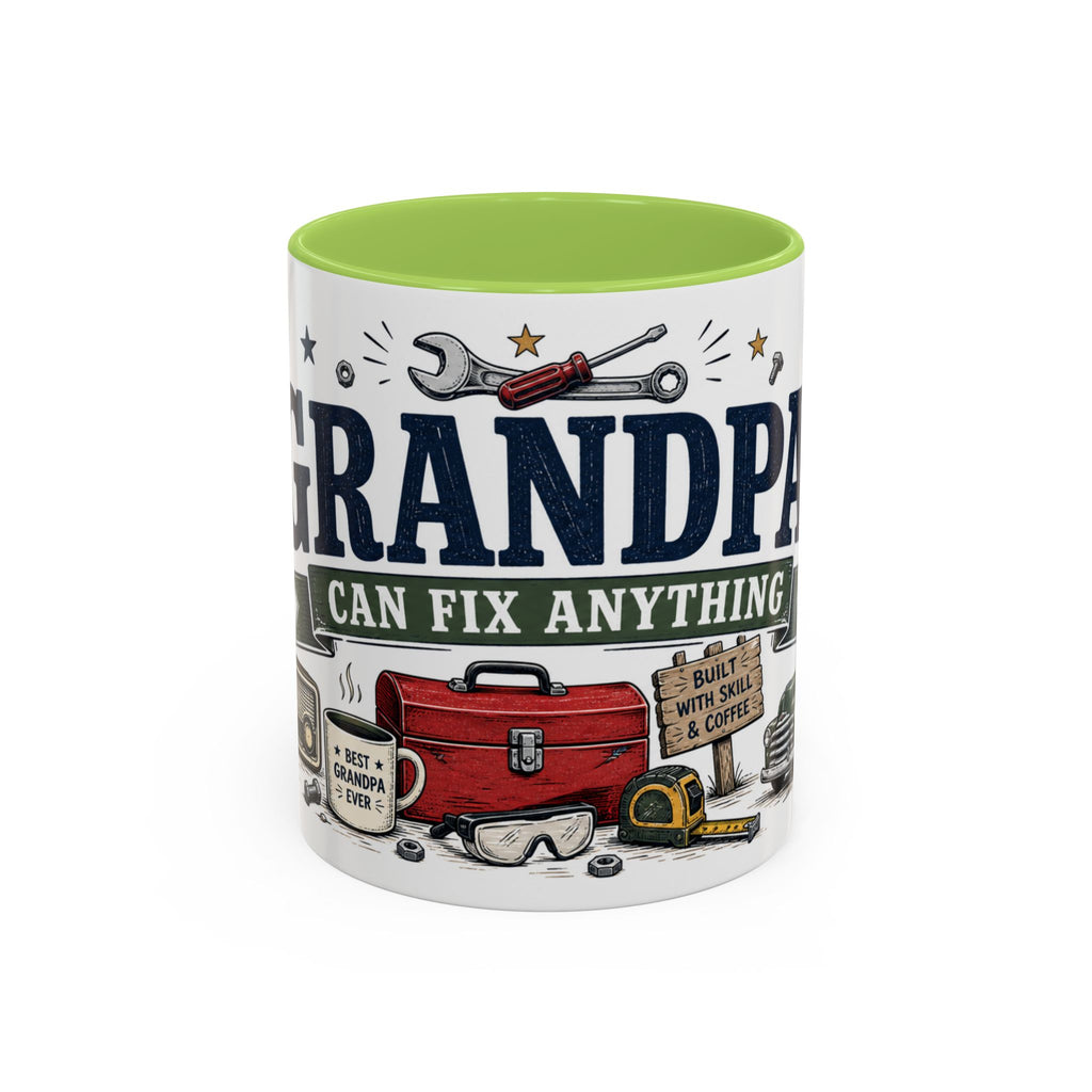 Grandpa Can Fix Anything Coffee Mug | Funny Gift From Grandkids | Accent Ceramic 11oz 15oz