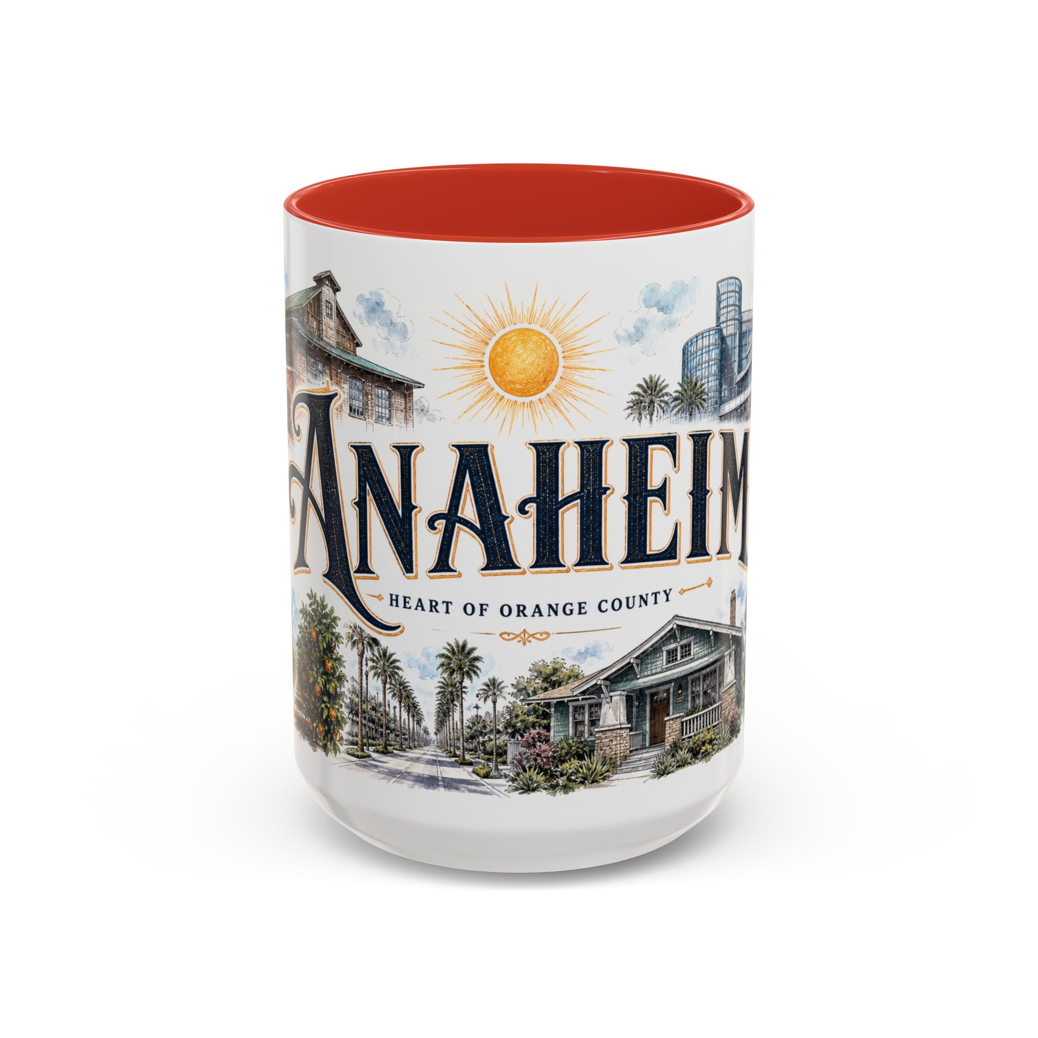 Anaheim Coffee Mug | United States Travel Souvenir | Vintage Illustrated City Gift | 11 oz 15 oz Accent Mug