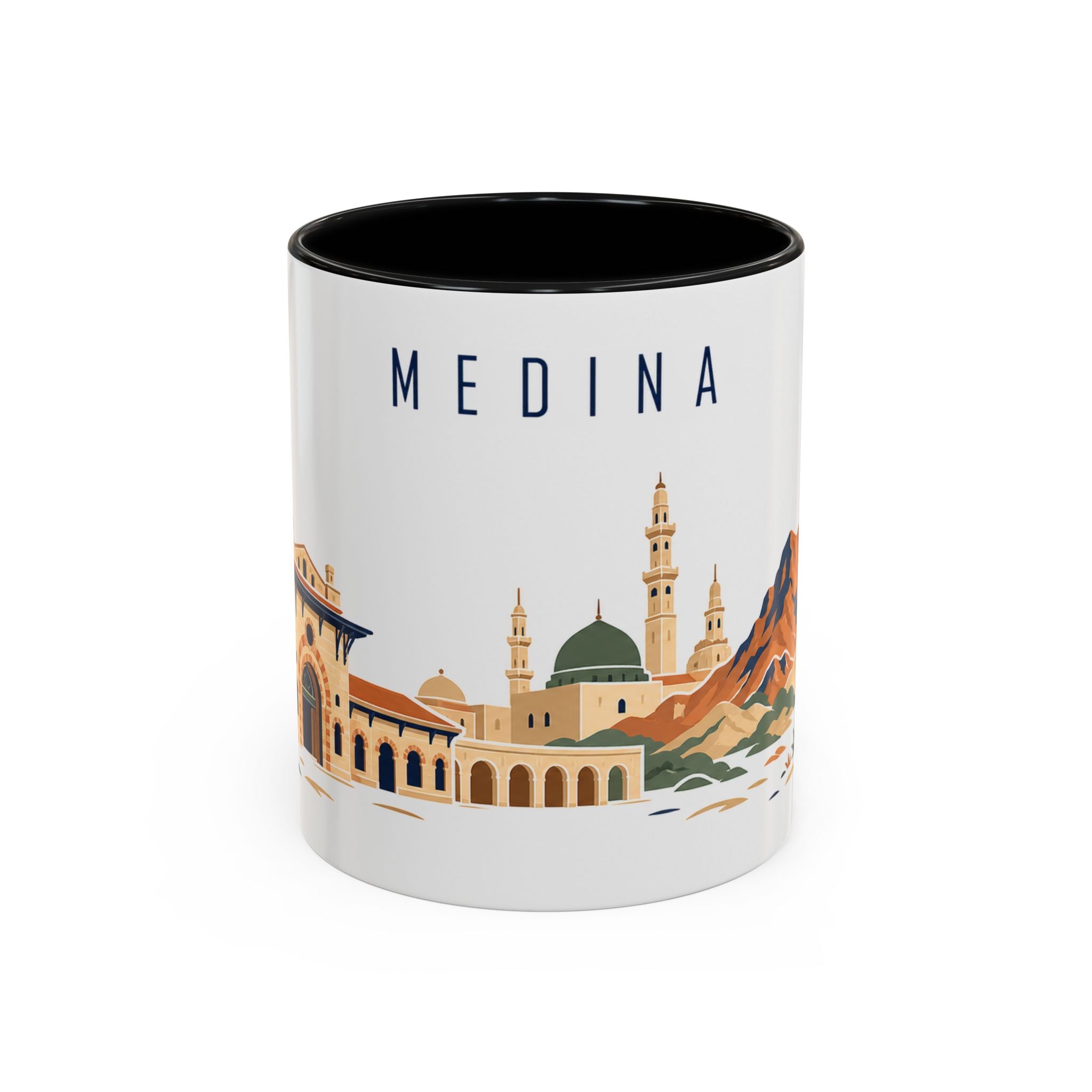 Medina Coffee Mug | Saudi Arabia Travel Souvenir | Porcelain Decal City Gift | 11oz 15oz Accent Mug
