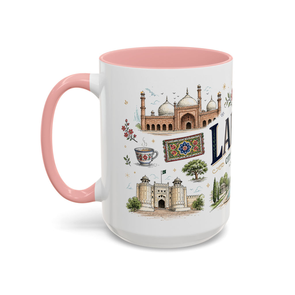 Lahore Coffee Mug | Pakistan Souvenir Travel Gift | Accent Color Ceramic 11oz 15oz