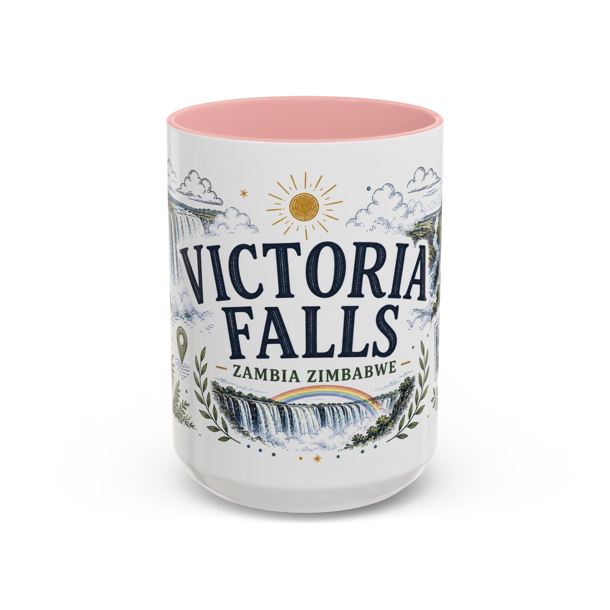 Victoria Falls Coffee Mug | Travel Destination Souvenir Gift | Accent Color Ceramic 11oz 15oz