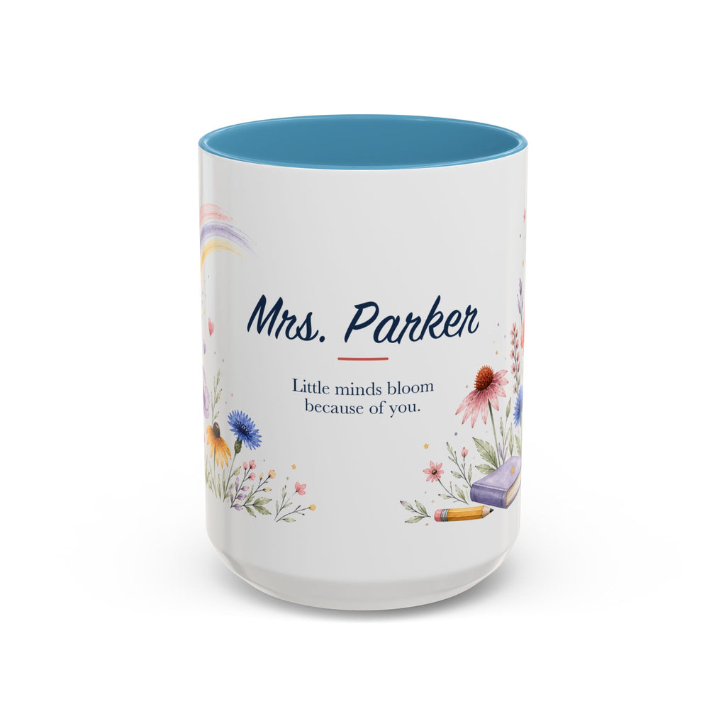 Personalized Kindergarten Teacher Mug | Custom Name Wildflower Rainbow Cup | Back to School Gift