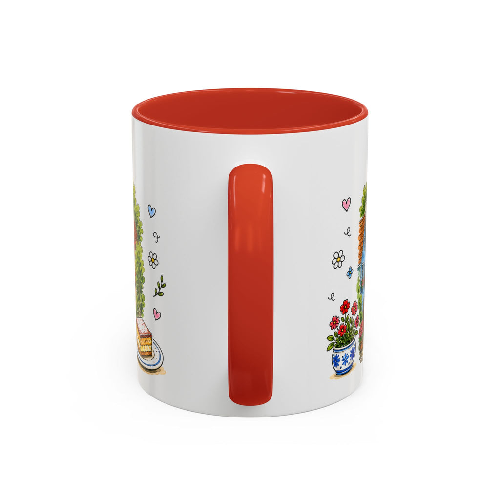Cesky Krumlov Illustrated Travel Mug | Czechia Souvenir Accent Coffee Mug | 11oz 15oz Ceramic Cup
