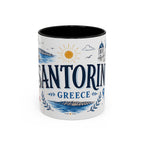 Santorini Coffee Mug | Travel Destination Souvenir Gift | Accent Color Ceramic 11oz 15oz