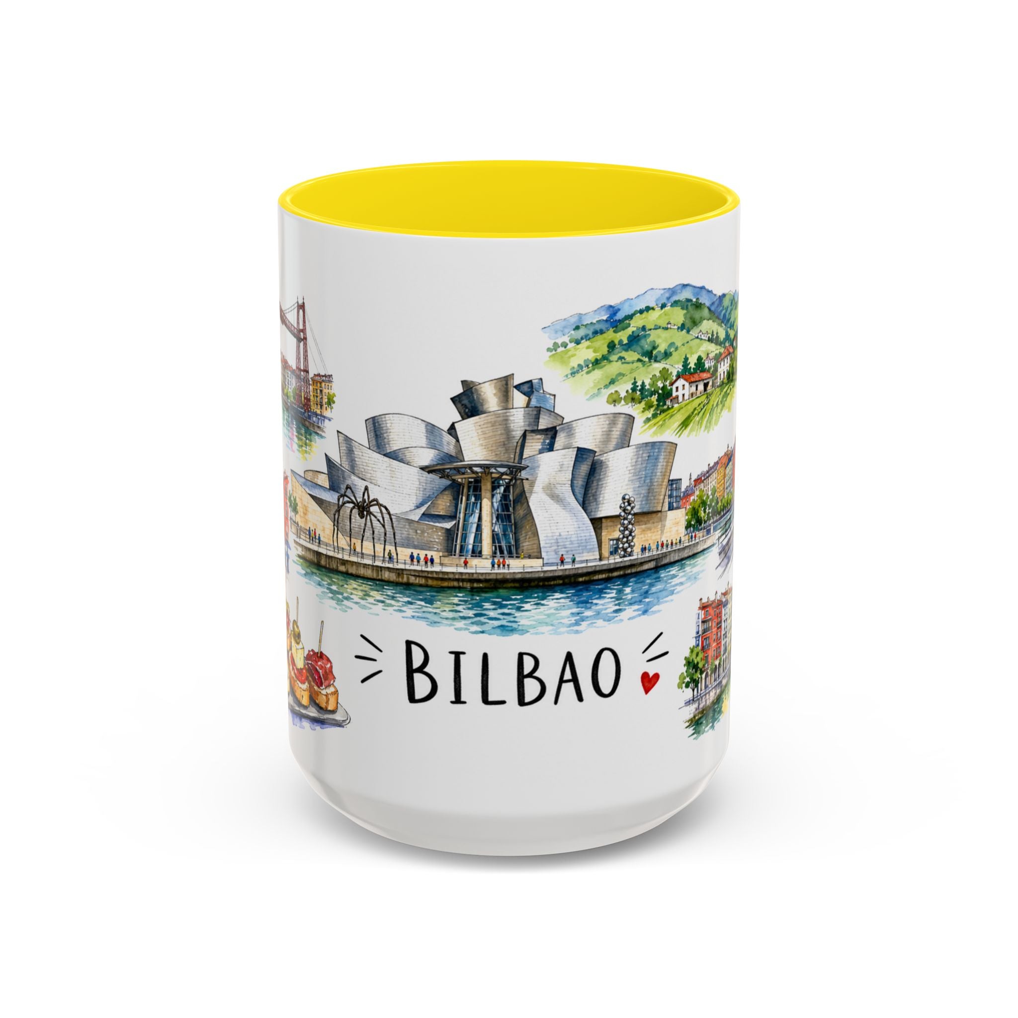 Bilbao Illustrated Travel Mug | City Souvenir Accent Coffee Mug | 11oz 15oz Ceramic Cup