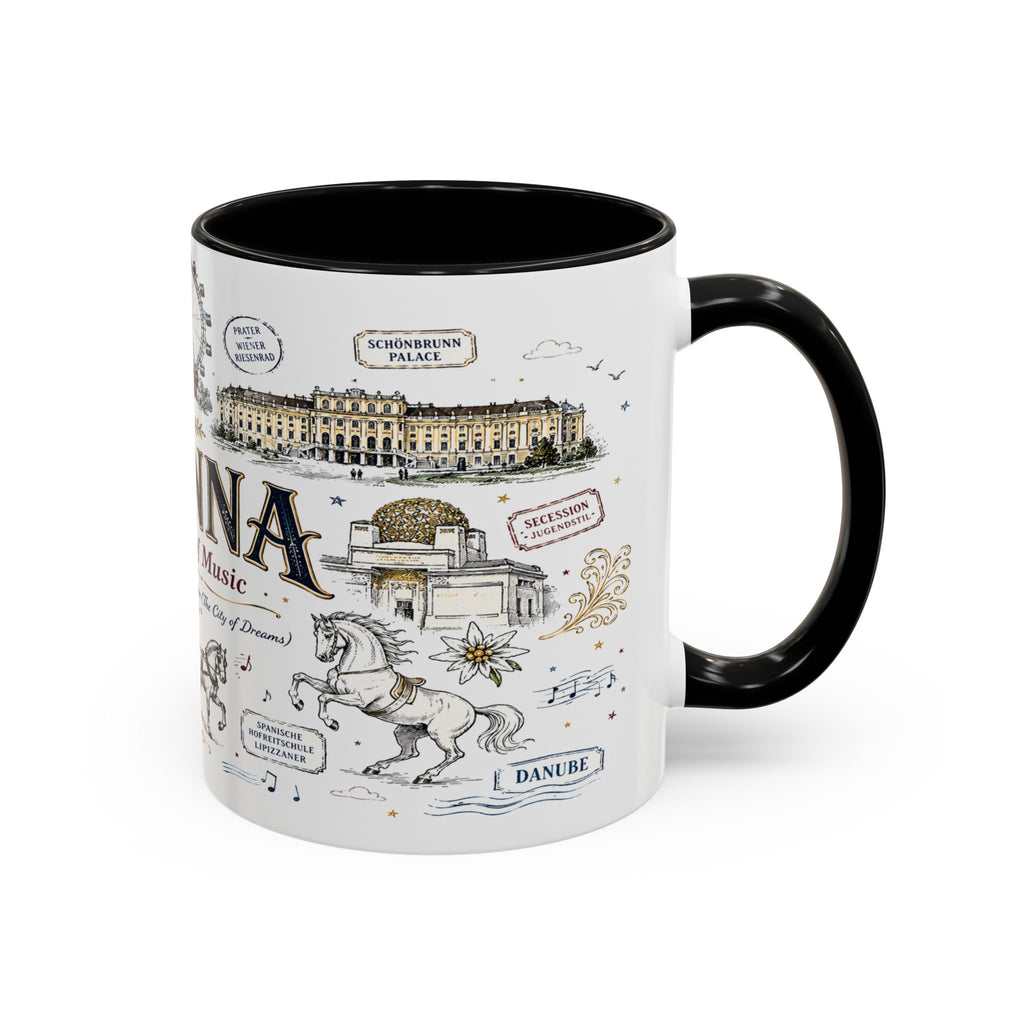 Vienna Coffee Mug | Austria Souvenir Travel Gift | Accent Color Ceramic 11oz 15oz