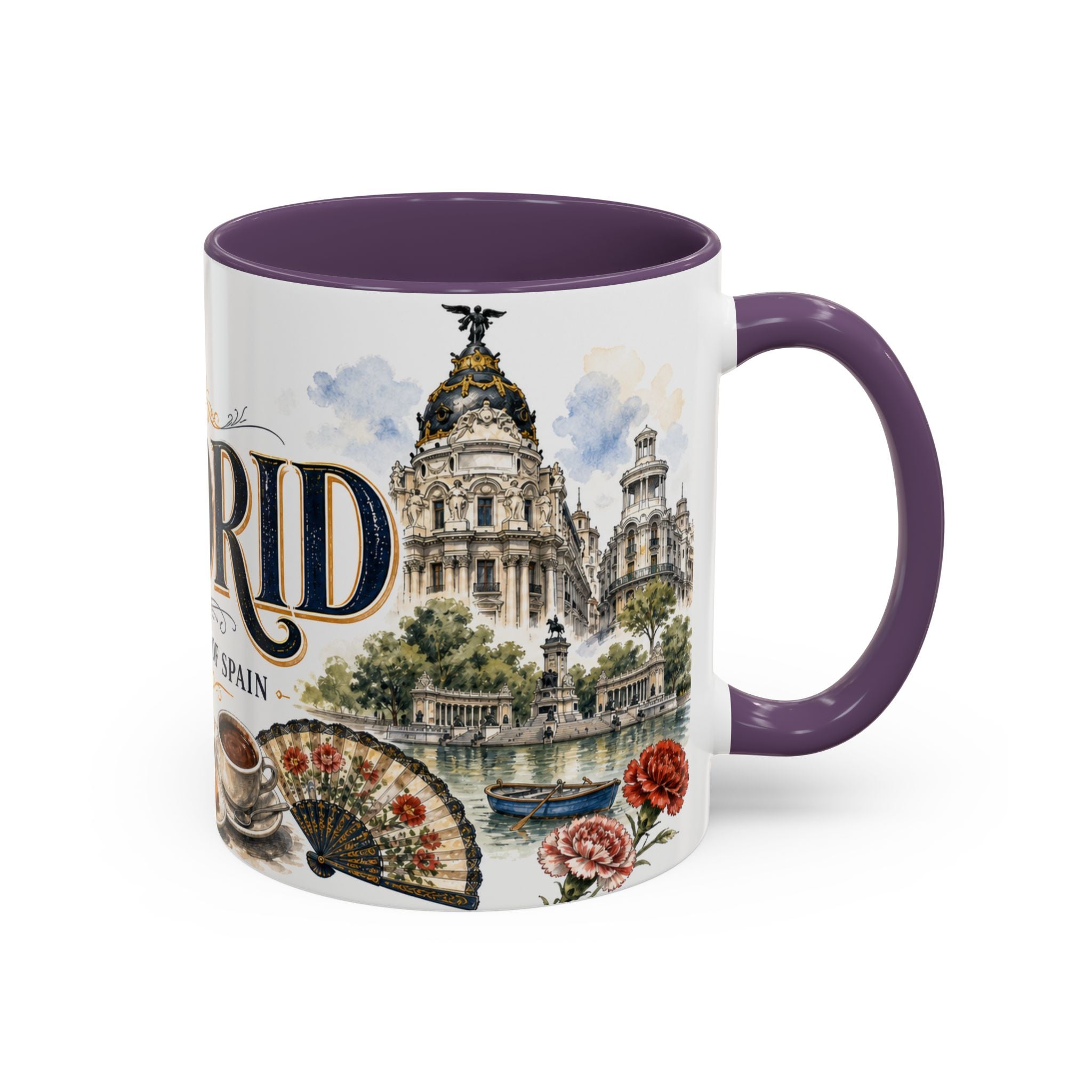 Madrid Coffee Mug | Spain Travel Souvenir | Vintage Illustrated City Gift | 11 oz 15 oz Accent Mug