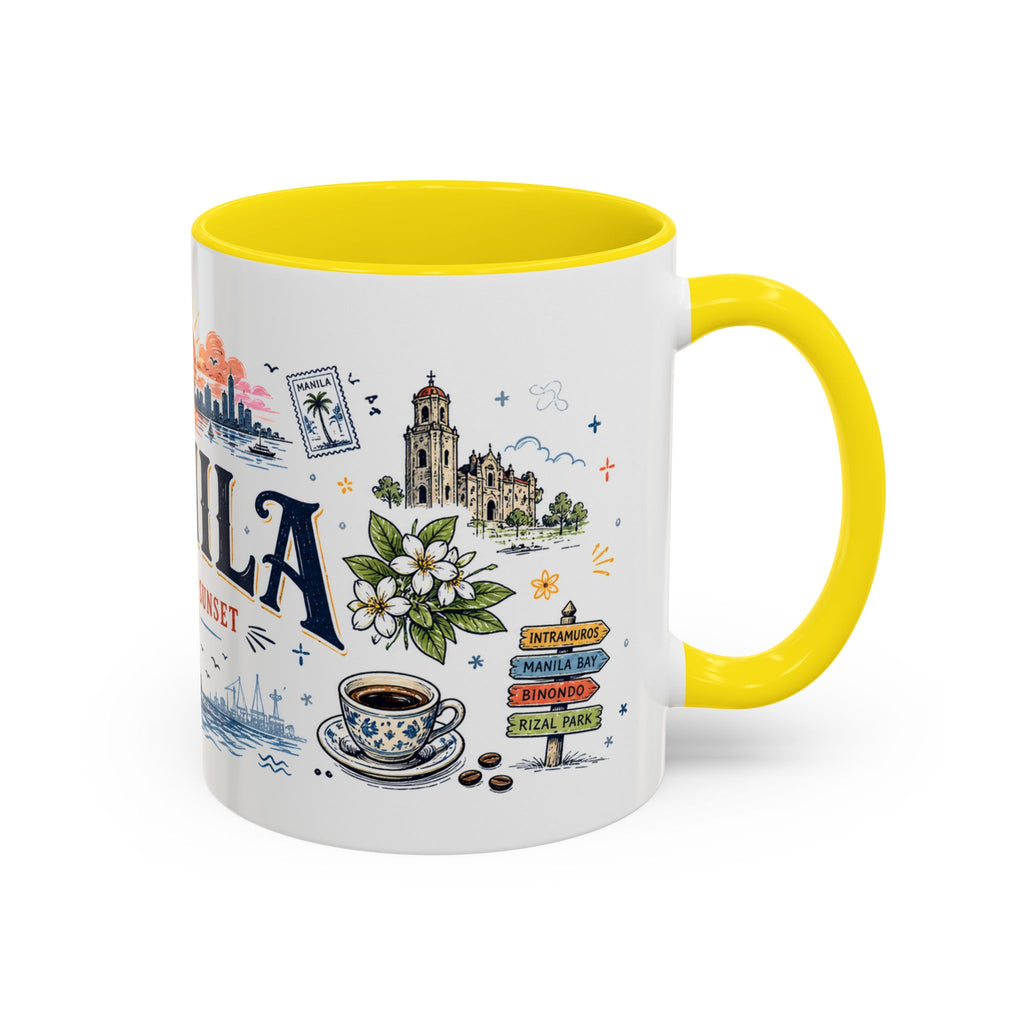 Manila Coffee Mug | Philippines Souvenir Travel Gift | Accent Color Ceramic 11oz 15oz