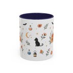 Black Cat Halloween Mug | Pumpkin Moon Watercolor Gift | Spooky Accent Cup 11oz 15oz