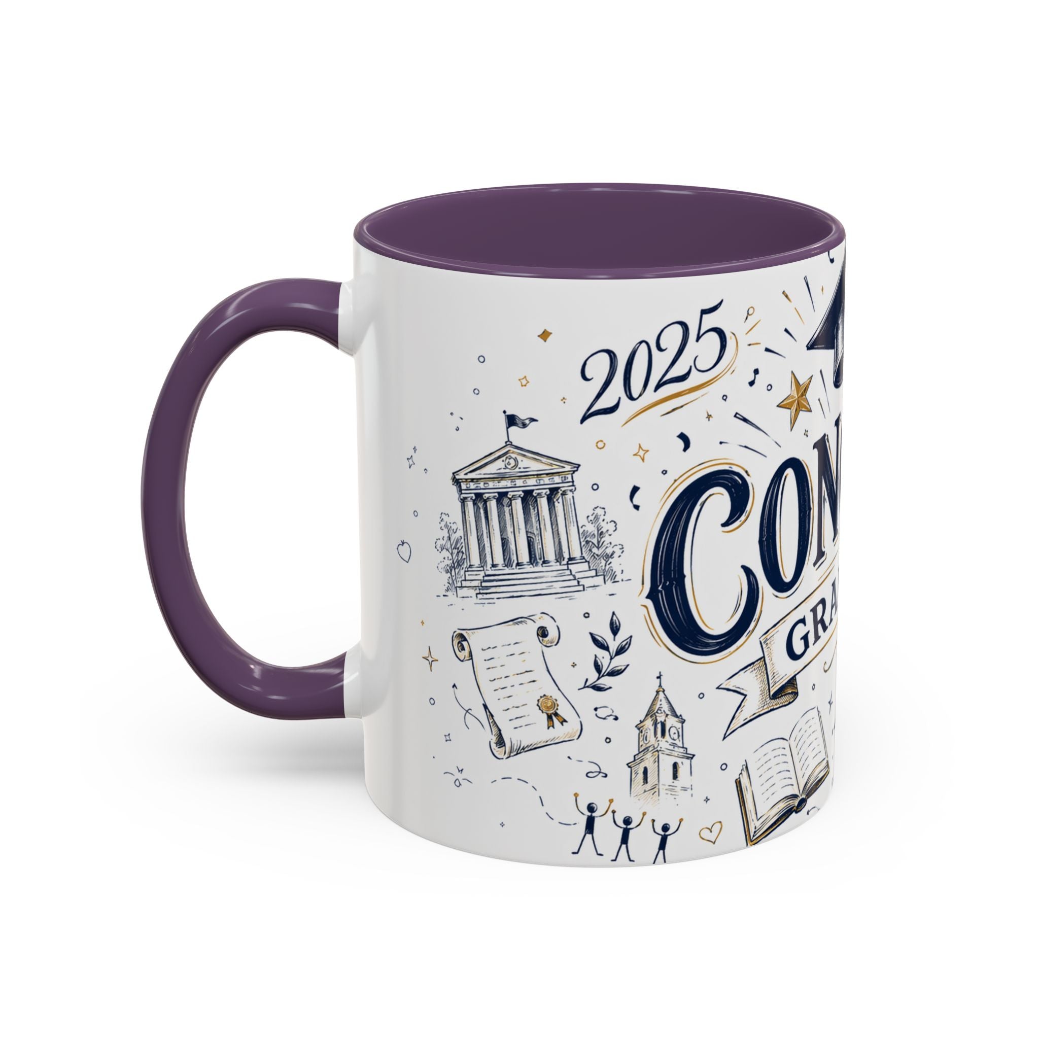 Congrats Graduate Coffee Mug | Class of 2026 Graduation Gift | Accent Color Ceramic 11oz 15oz