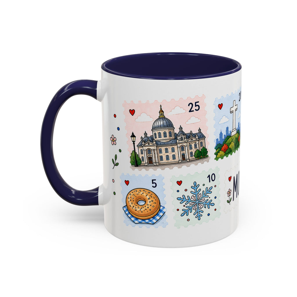 Montreal Coffee Mug | Postage Stamp Collage Mug | Travel Souvenir Accent Cup 11oz 15oz