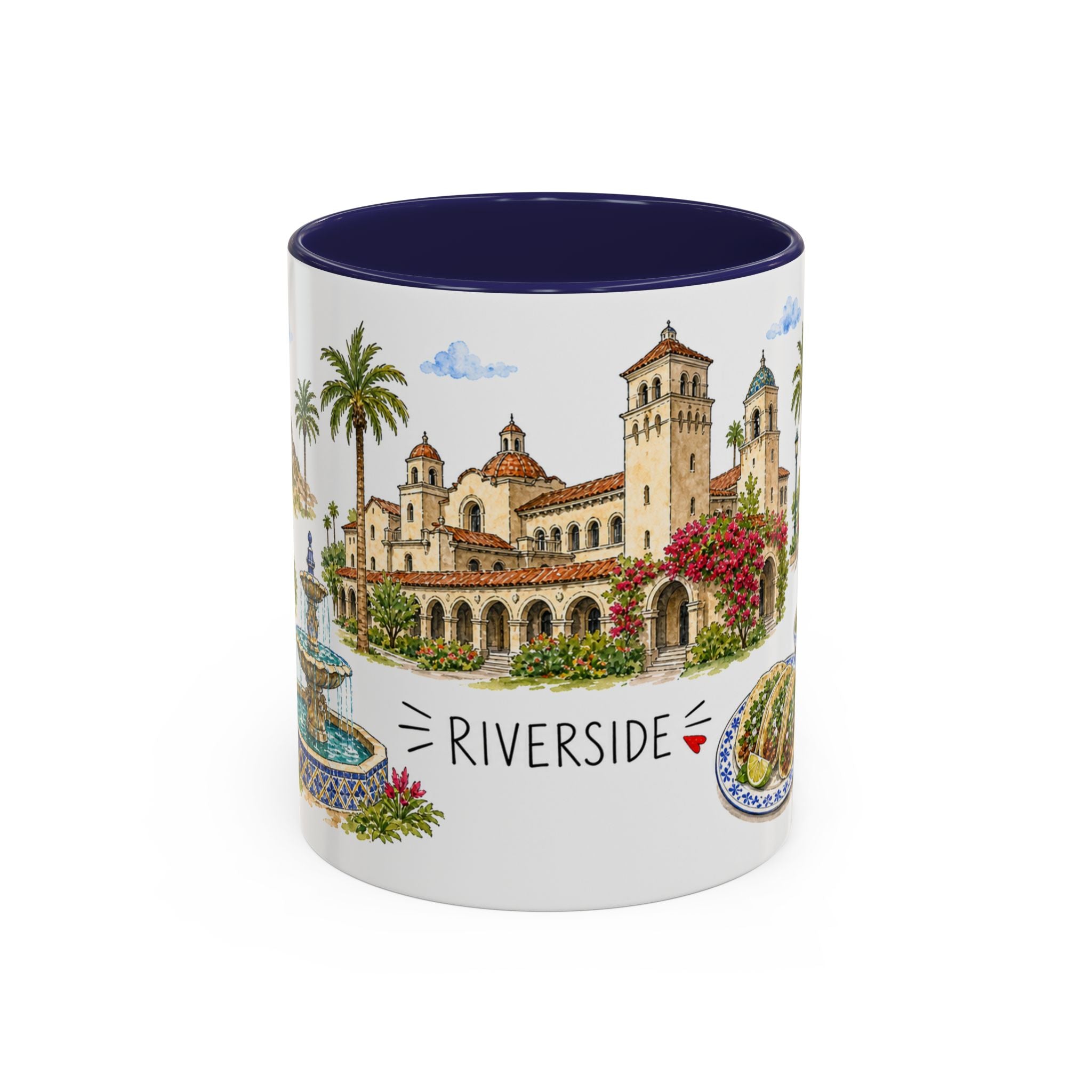 Riverside Illustrated Travel Mug | City Souvenir Accent Coffee Mug | 11oz 15oz Ceramic Cup