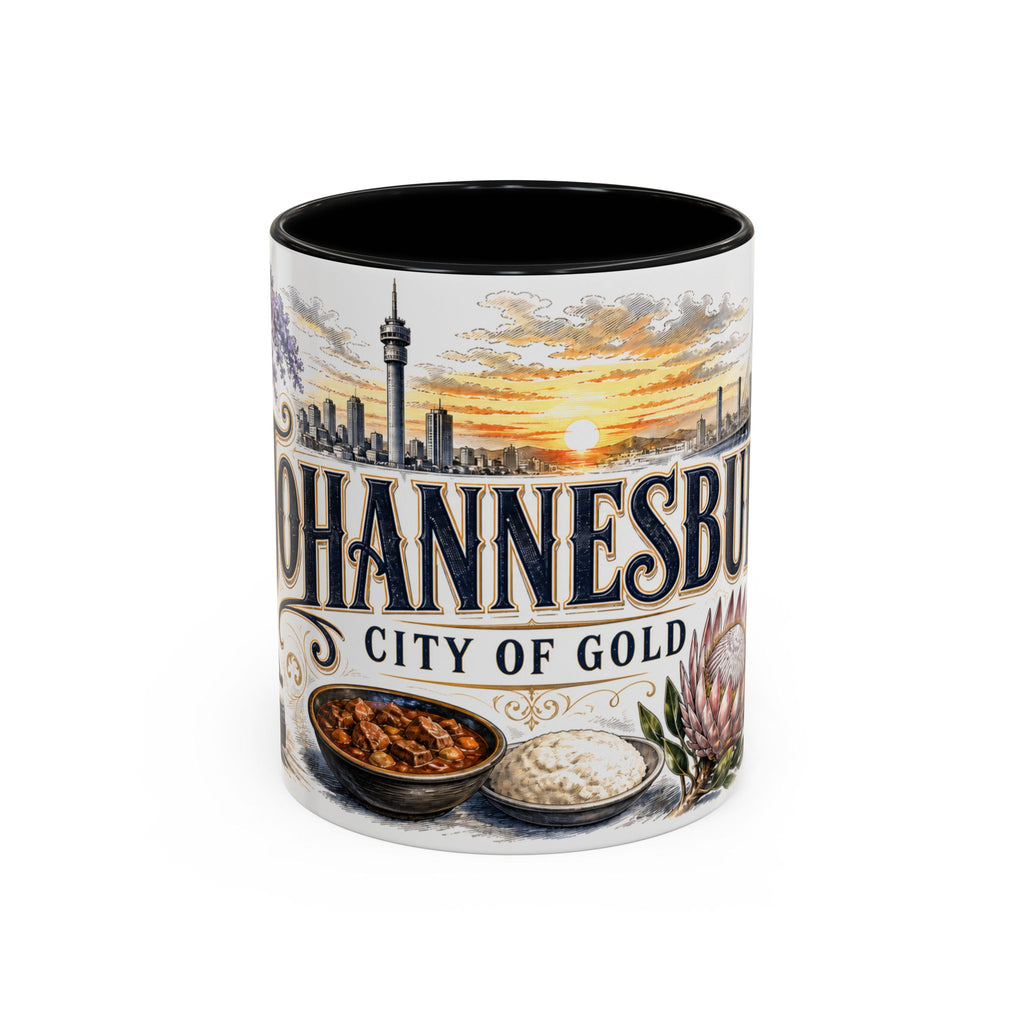 Johannesburg Coffee Mug | South Africa Travel Souvenir | Vintage Illustrated City Gift | 11 oz 15 oz Accent Mug