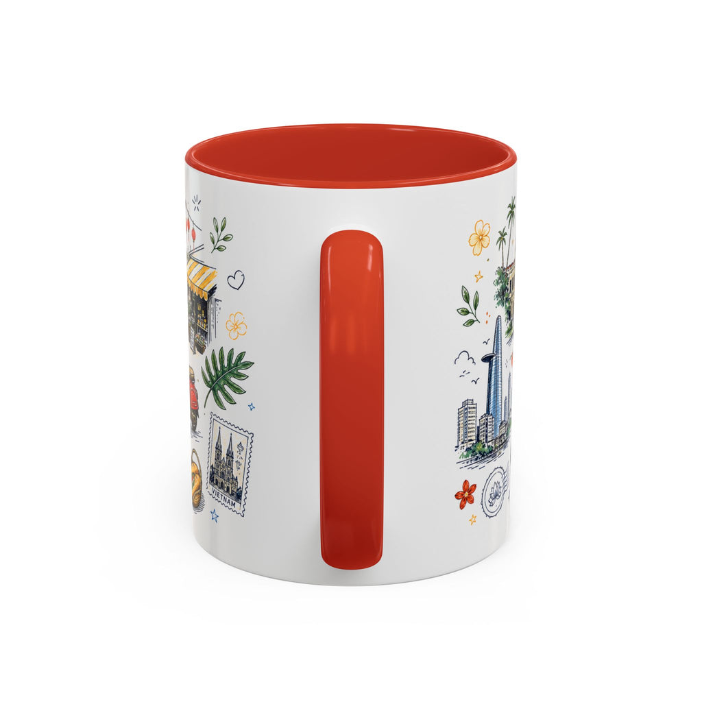 Ho Chi Minh City Coffee Mug | Vietnam Souvenir Travel Gift | Accent Color Ceramic 11oz 15oz