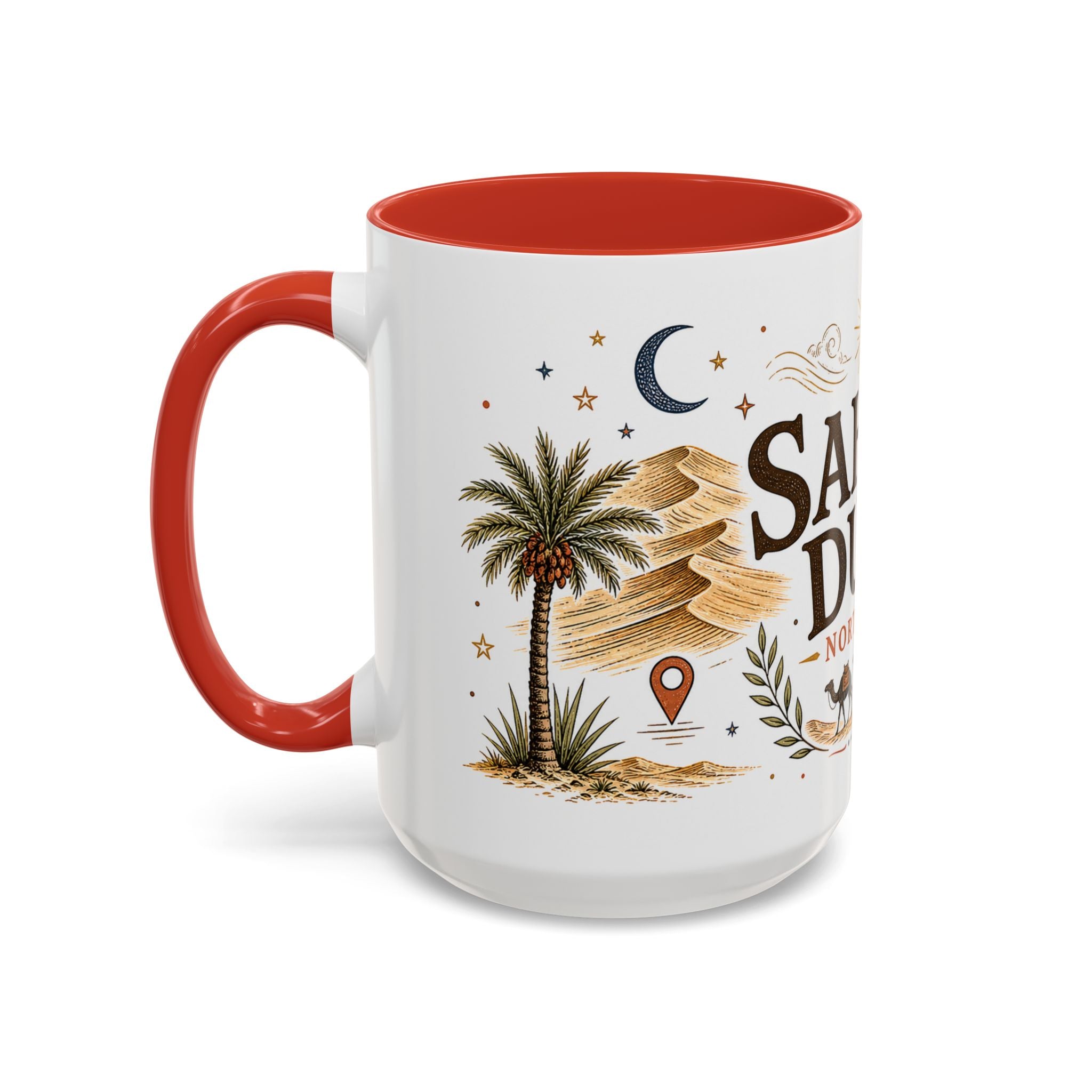Sahara Dunes Coffee Mug | Travel Destination Souvenir Gift | Accent Color Ceramic 11oz 15oz