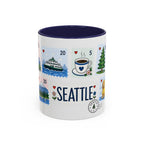 Seattle Coffee Mug | Postage Stamp Collage Mug | Travel Souvenir Accent Cup 11oz 15oz