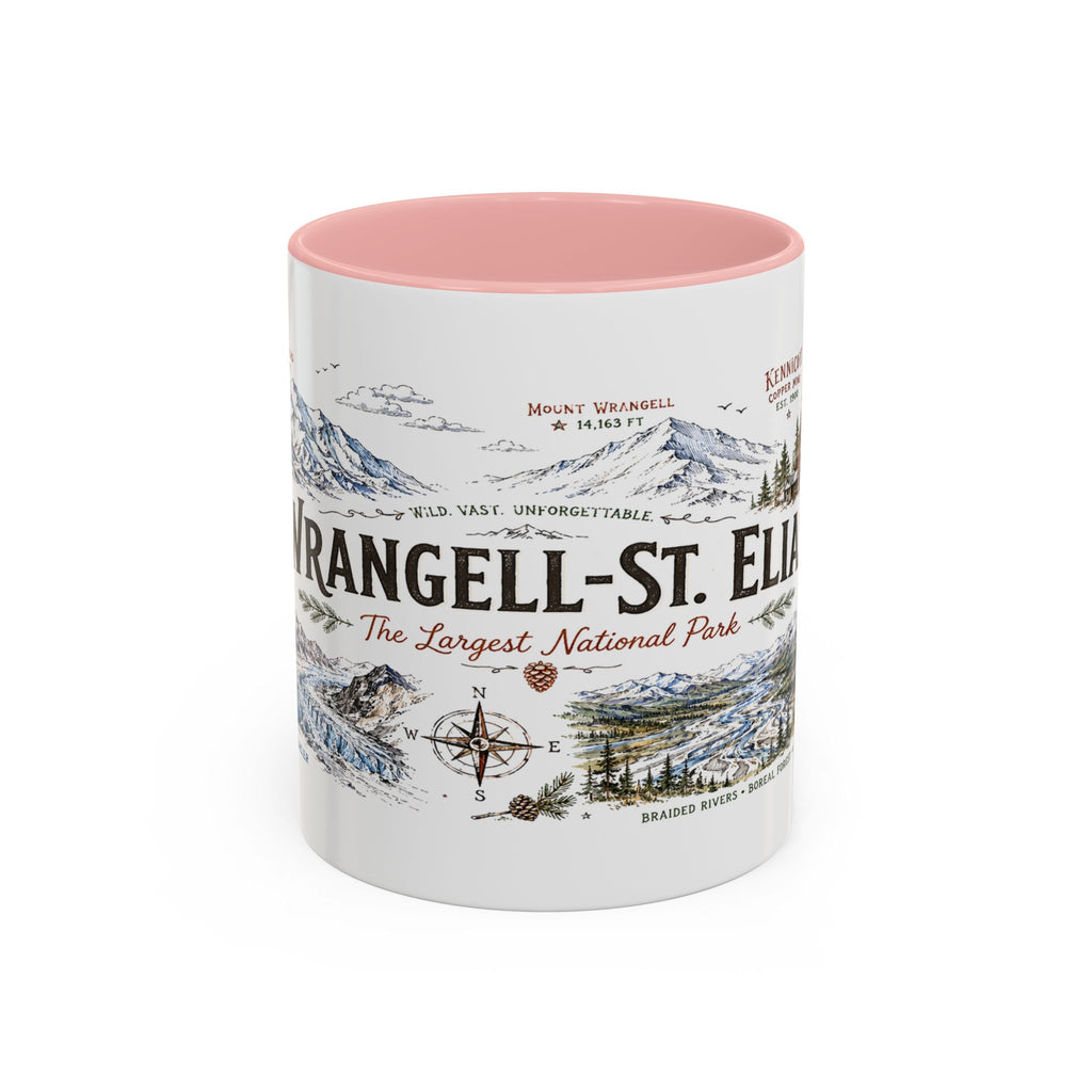 Wrangell-St. Elias National Park Coffee Mug | Alaska Wilderness Climbing Gift | Accent Color Ceramic 11oz 15oz