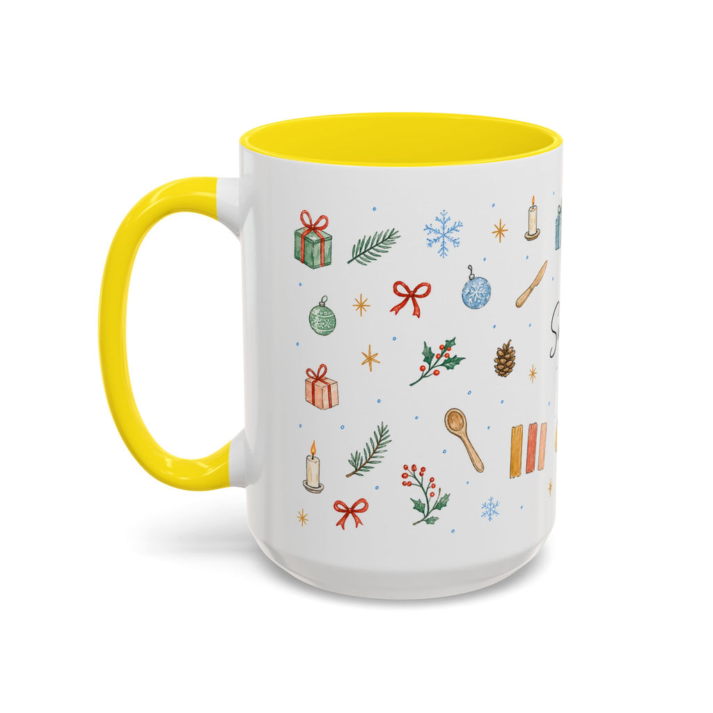 Sweden Christmas Mug | Watercolor Travel Souvenir | Holiday Gift | Accent Ceramic Coffee Cup 11oz 15oz