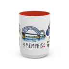 Memphis Illustrated Travel Mug | City Souvenir Accent Coffee Mug | 11oz 15oz Ceramic Cup